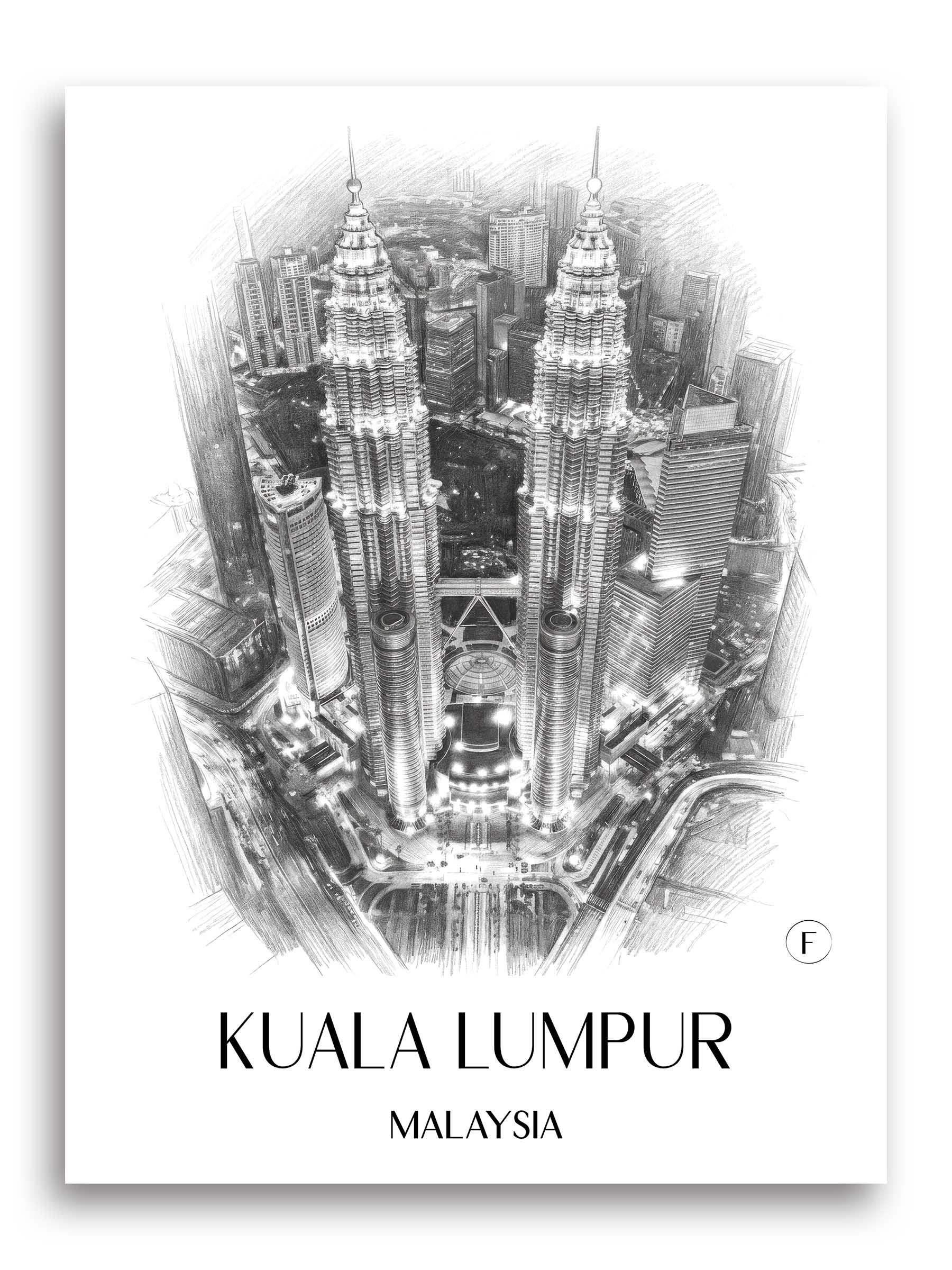 Kuala Lumpur Poster - - Malaysia Kunstdruck - Zeichnung von A4 bis A1