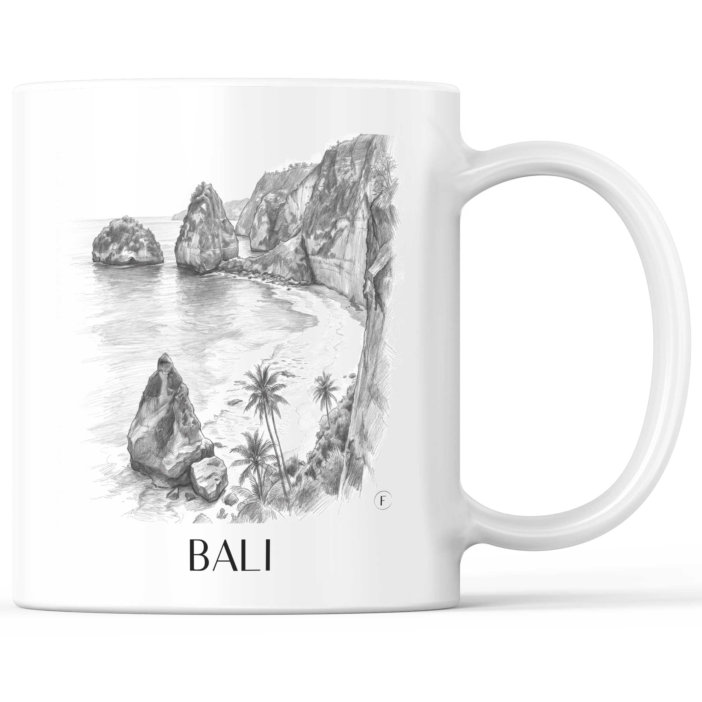 Bali - Indonesien Becher - Kaffeetasse im Zeichnung Stil