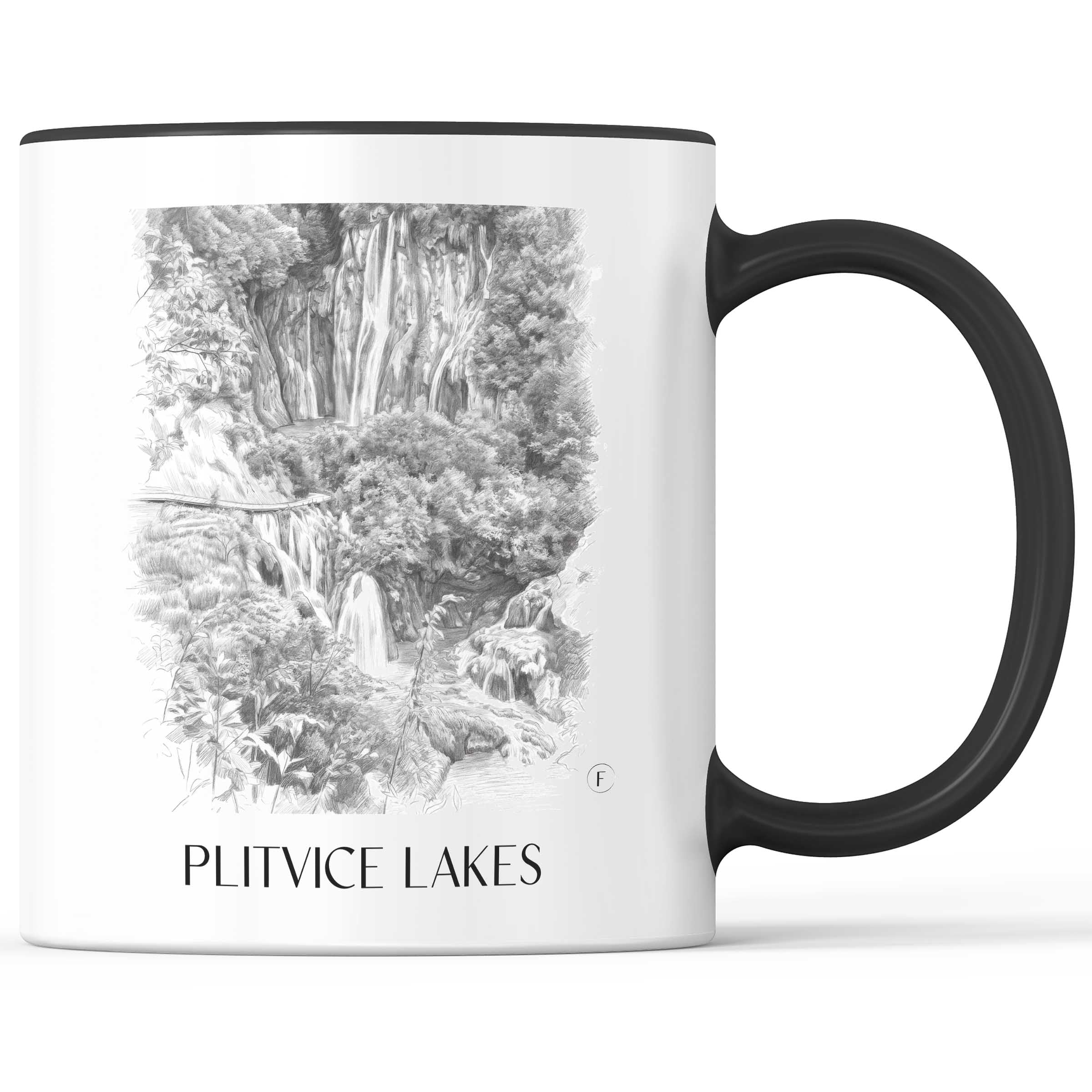 Plitvicer Seen - Kroatien Becher - Kaffeetasse im Zeichnung Stil