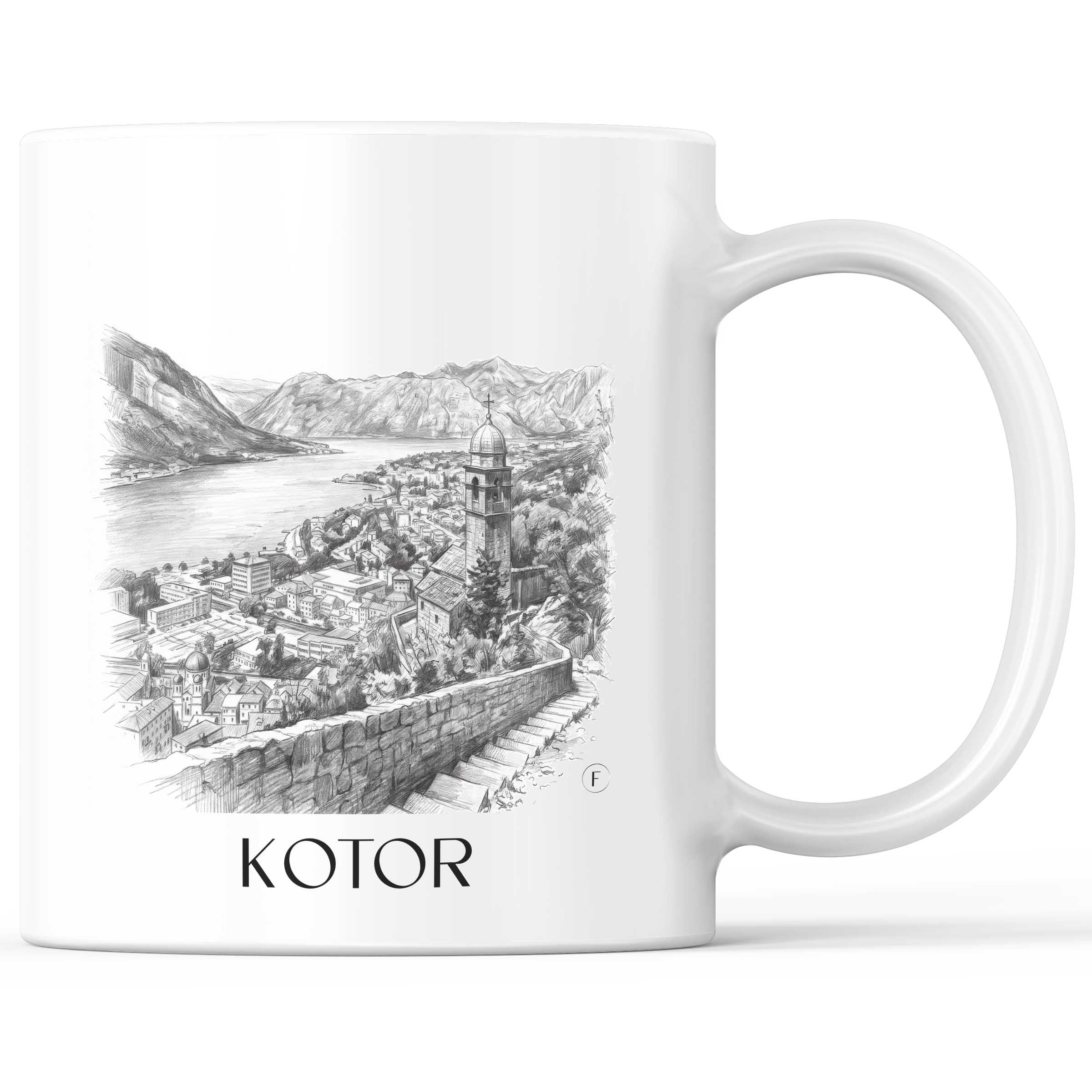 Kotor - Montenegro Becher - Kaffeetasse im Zeichnung Stil