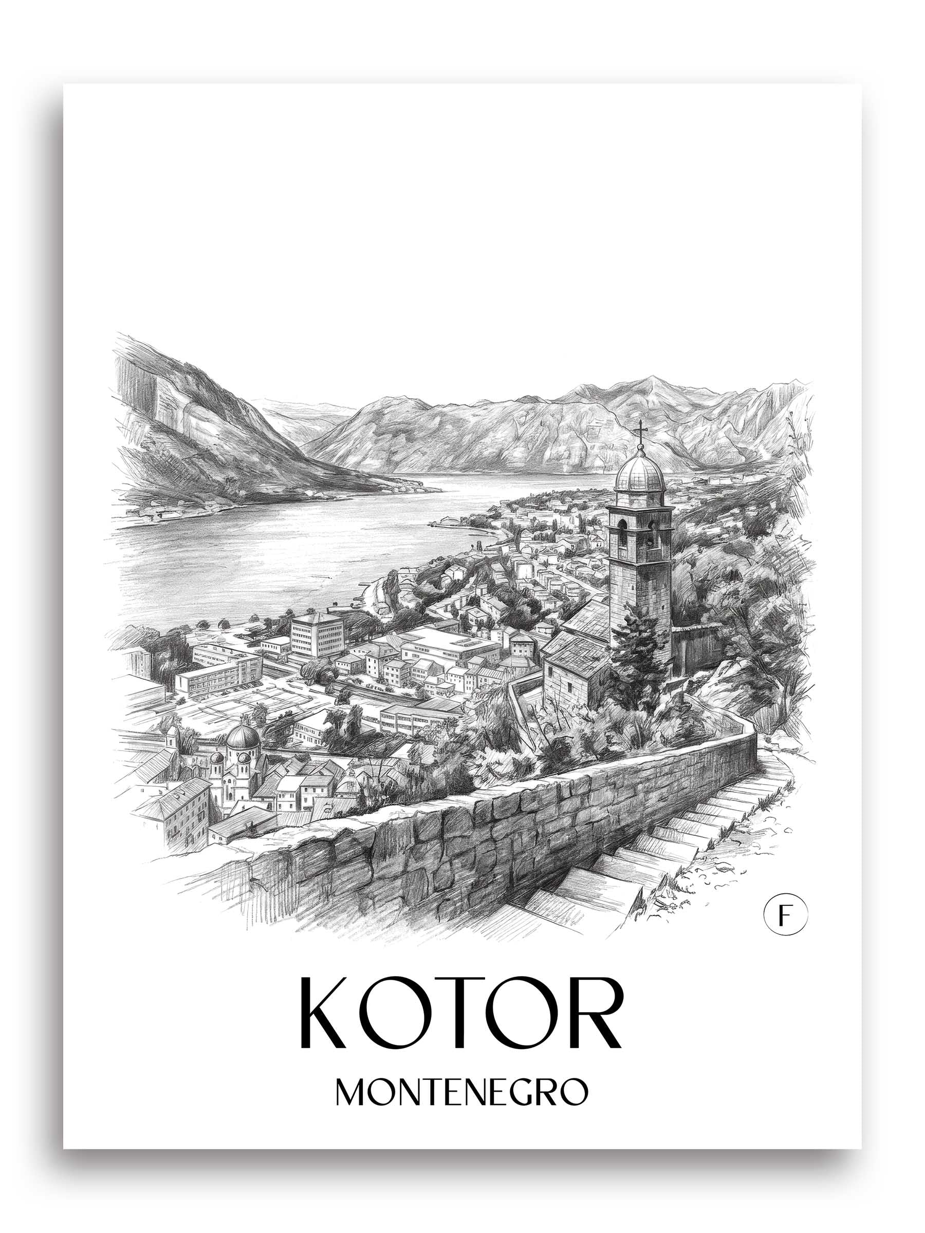 kotor-montenegro-poster-bleistift-zeichnung-drawing