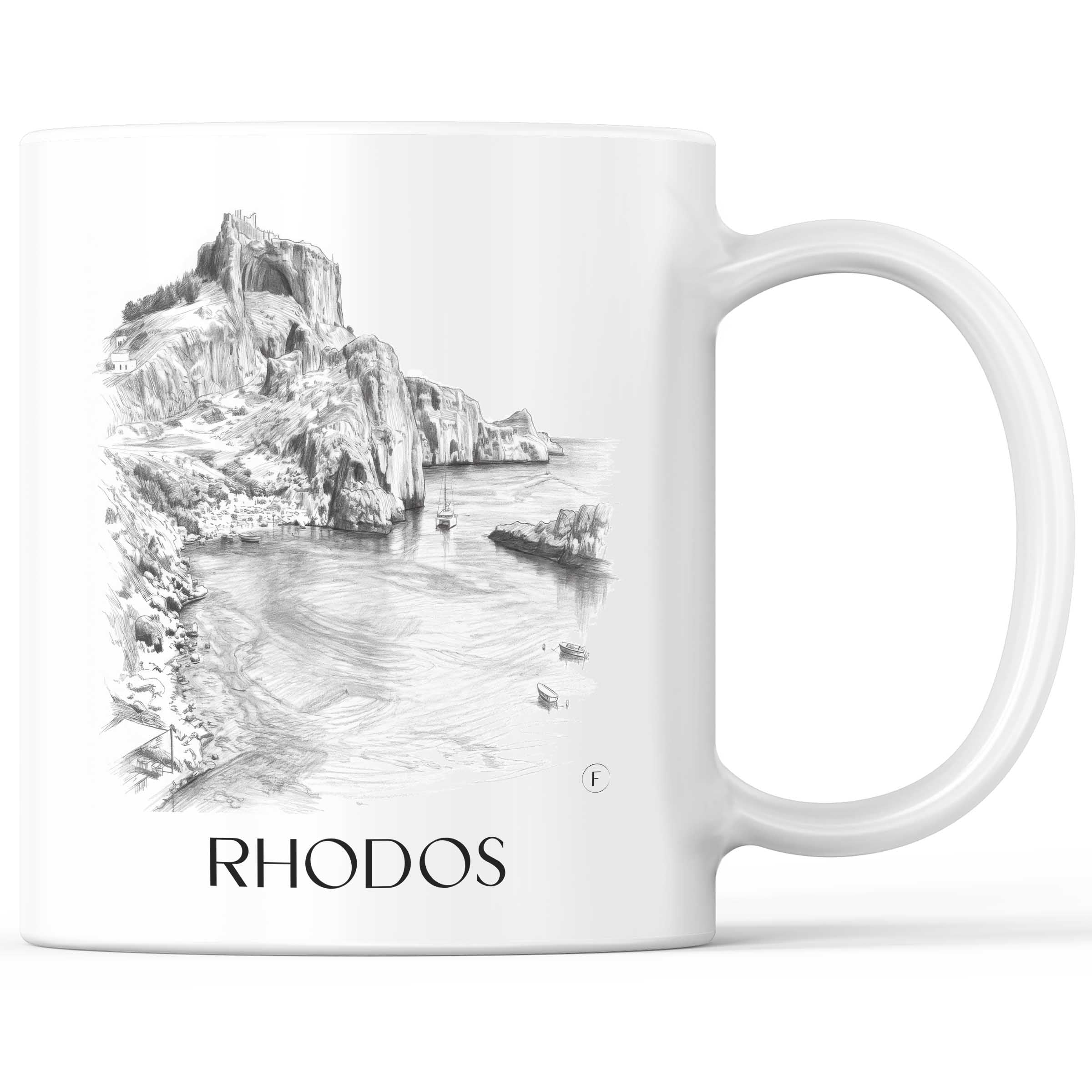 Rhodos - Griechenland Becher - Kaffeetasse im Zeichnung Stil