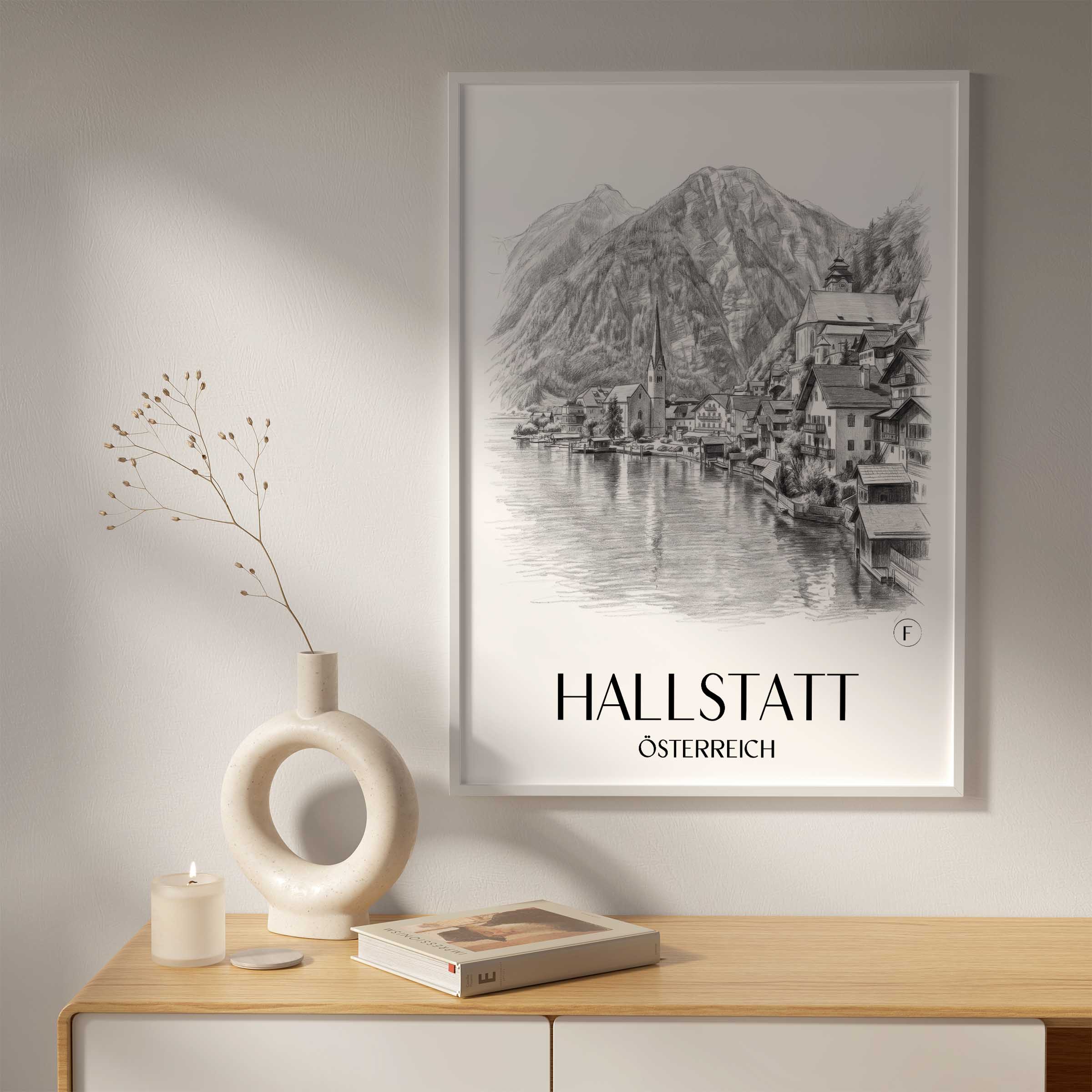hallstatt-österreich-poster-bleistift-zeichnung-drawing