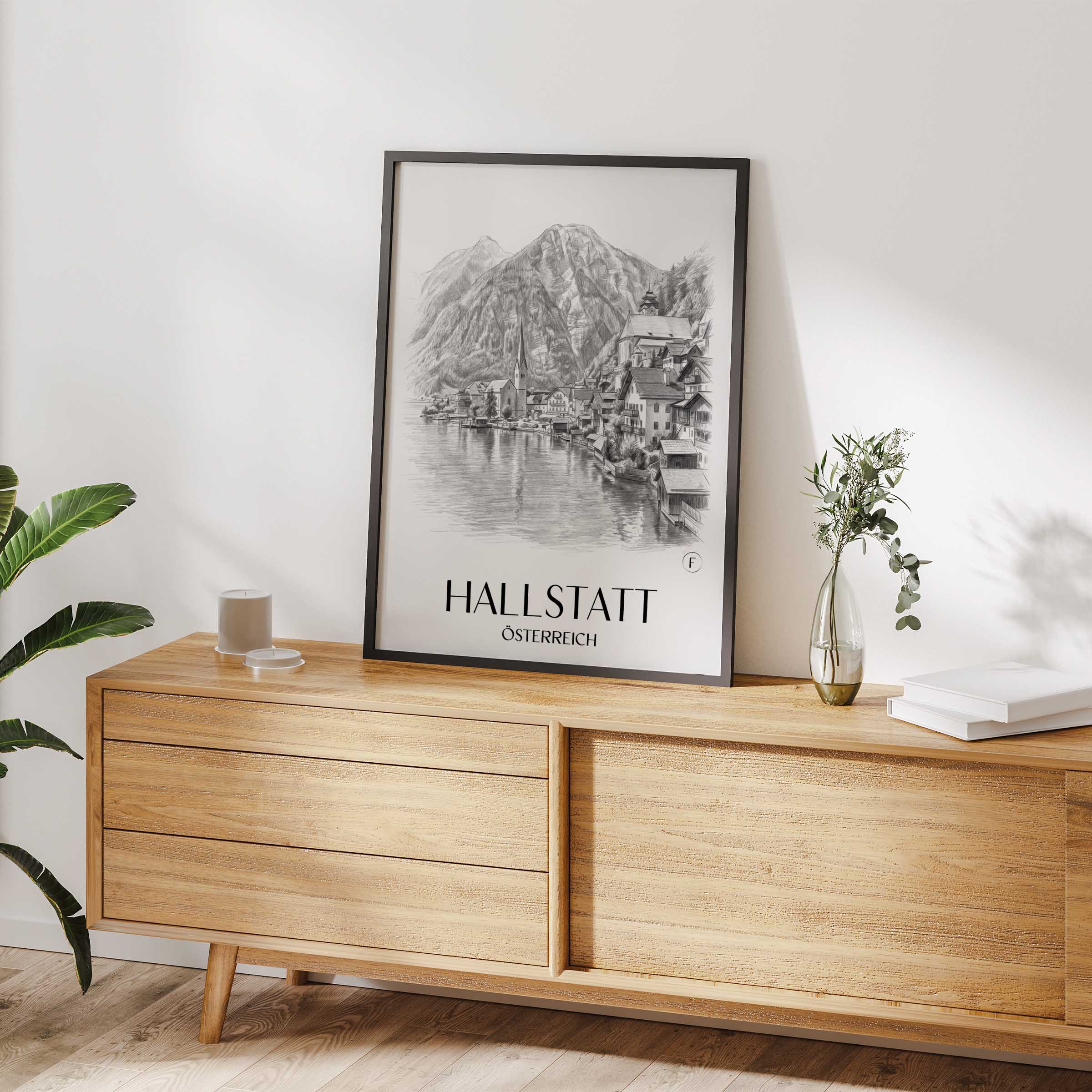 hallstatt-österreich-poster-bleistift-zeichnung-drawing