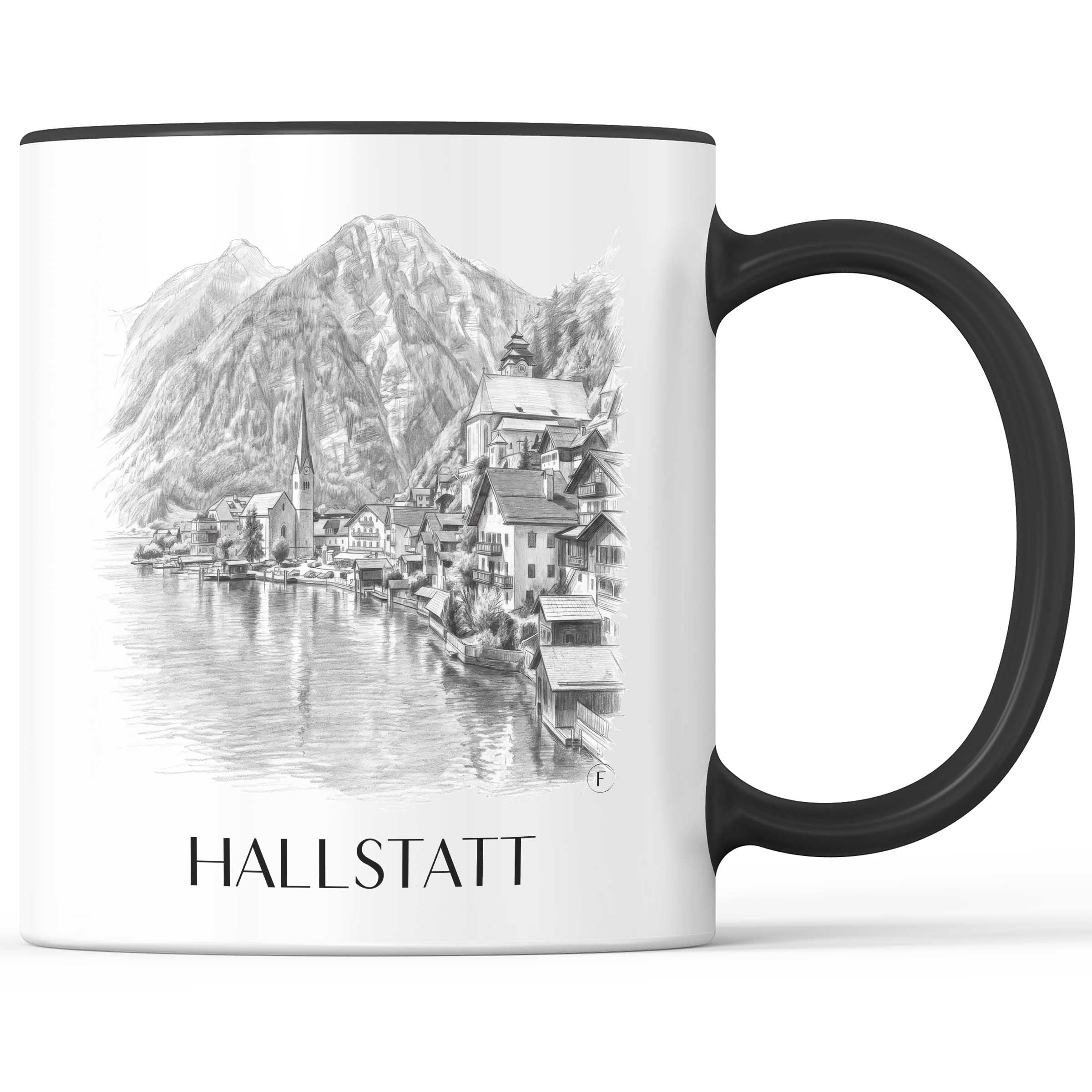 Hallstatt - Österreich Becher - Kaffeetasse im Zeichnung Stil