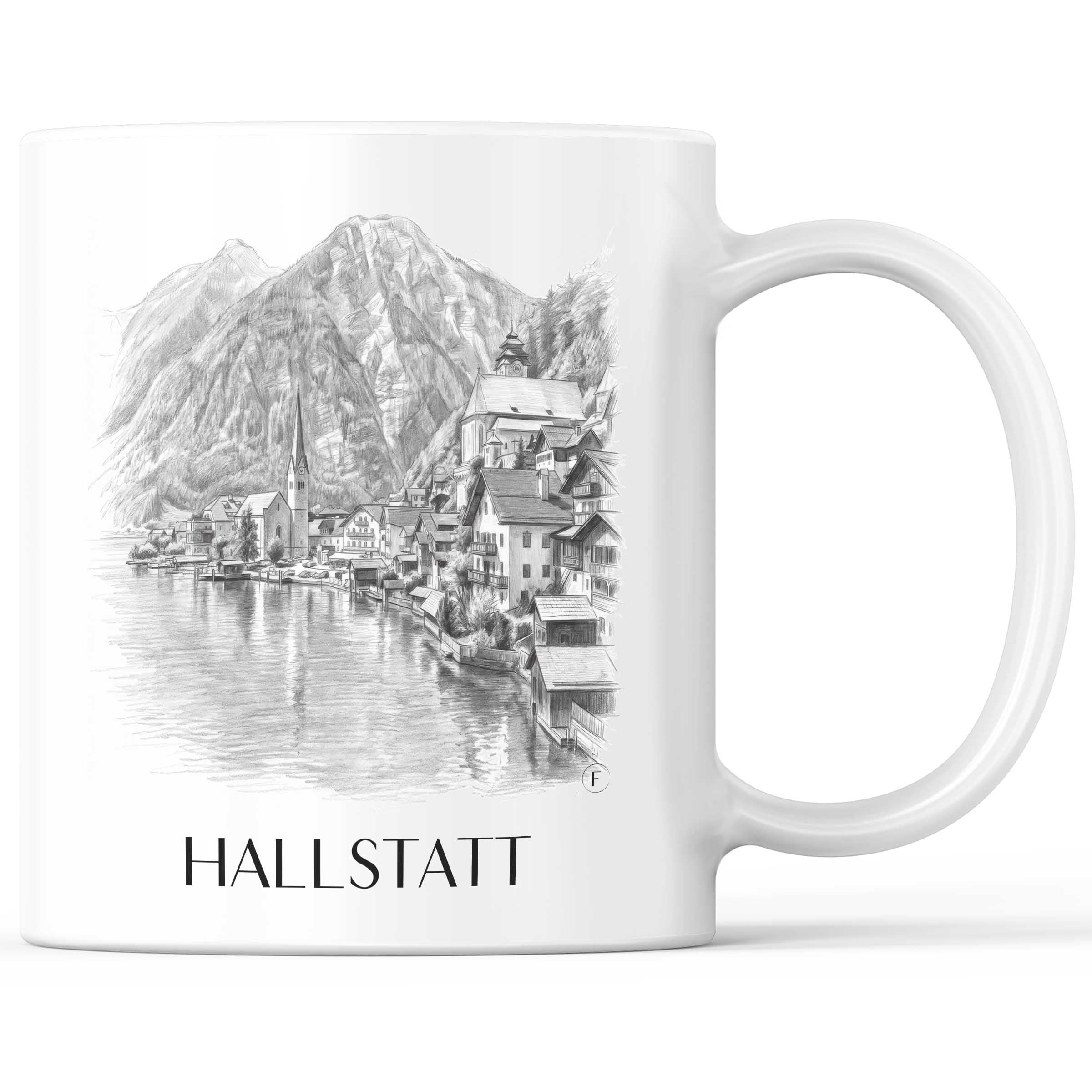 Hallstatt - Österreich Becher - Kaffeetasse im Zeichnung Stil