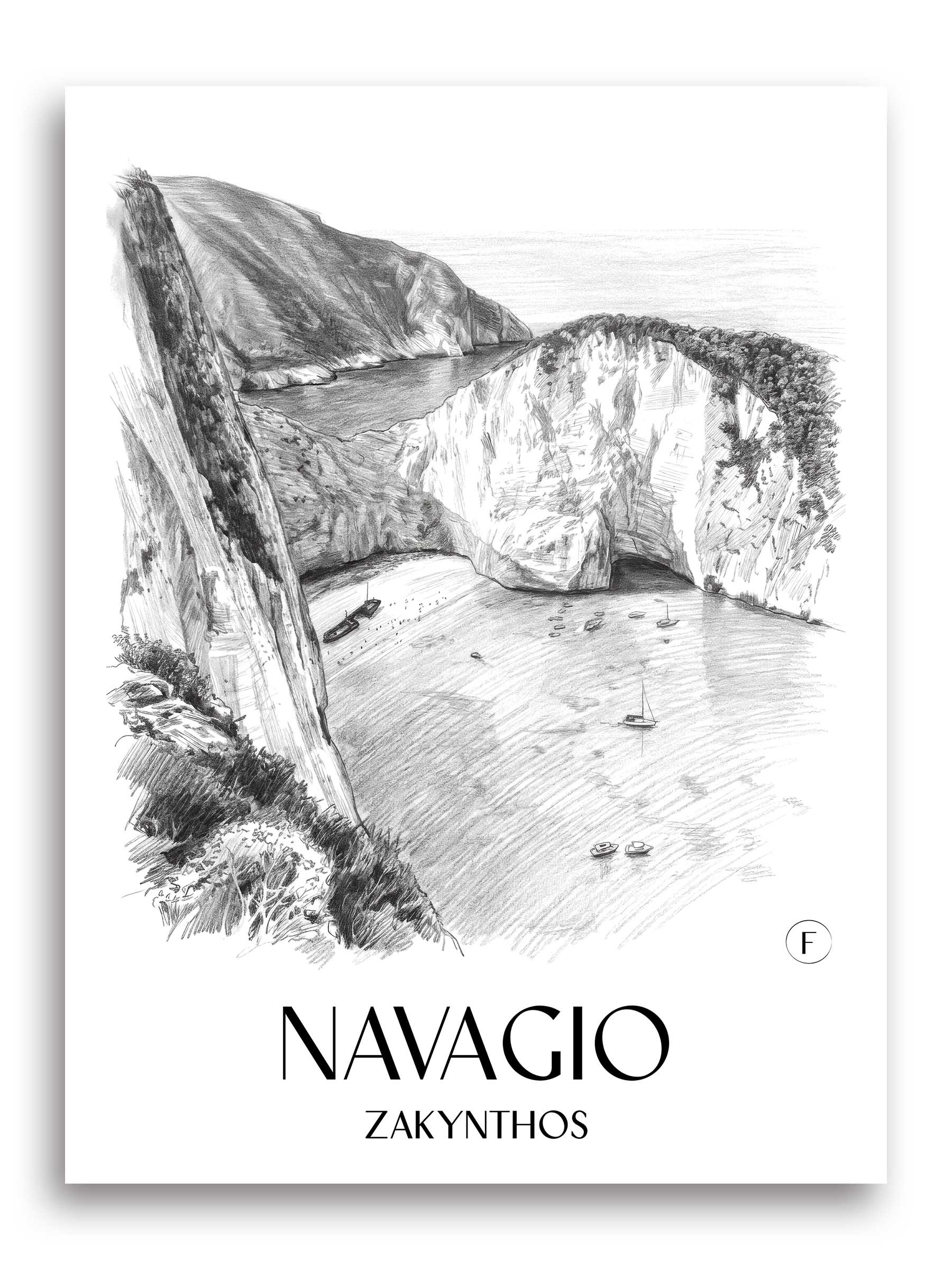 Navagio Poster - Zakynthos - Griechenland Kunstdruck - Zeichnung von A4 bis A1