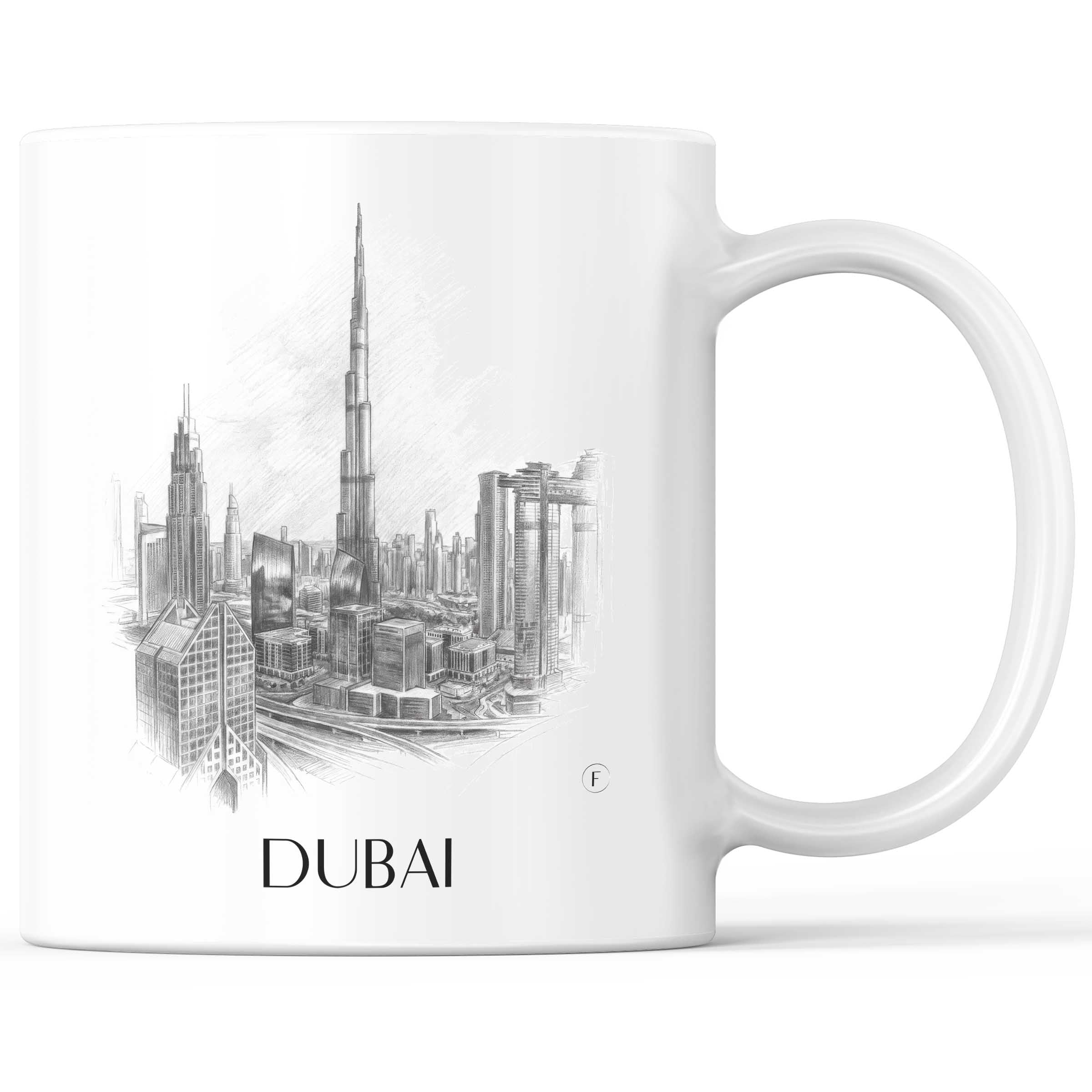 Dubai - Vereinigte Arabische Emirate Becher - Kaffeetasse im Zeichnung Stil