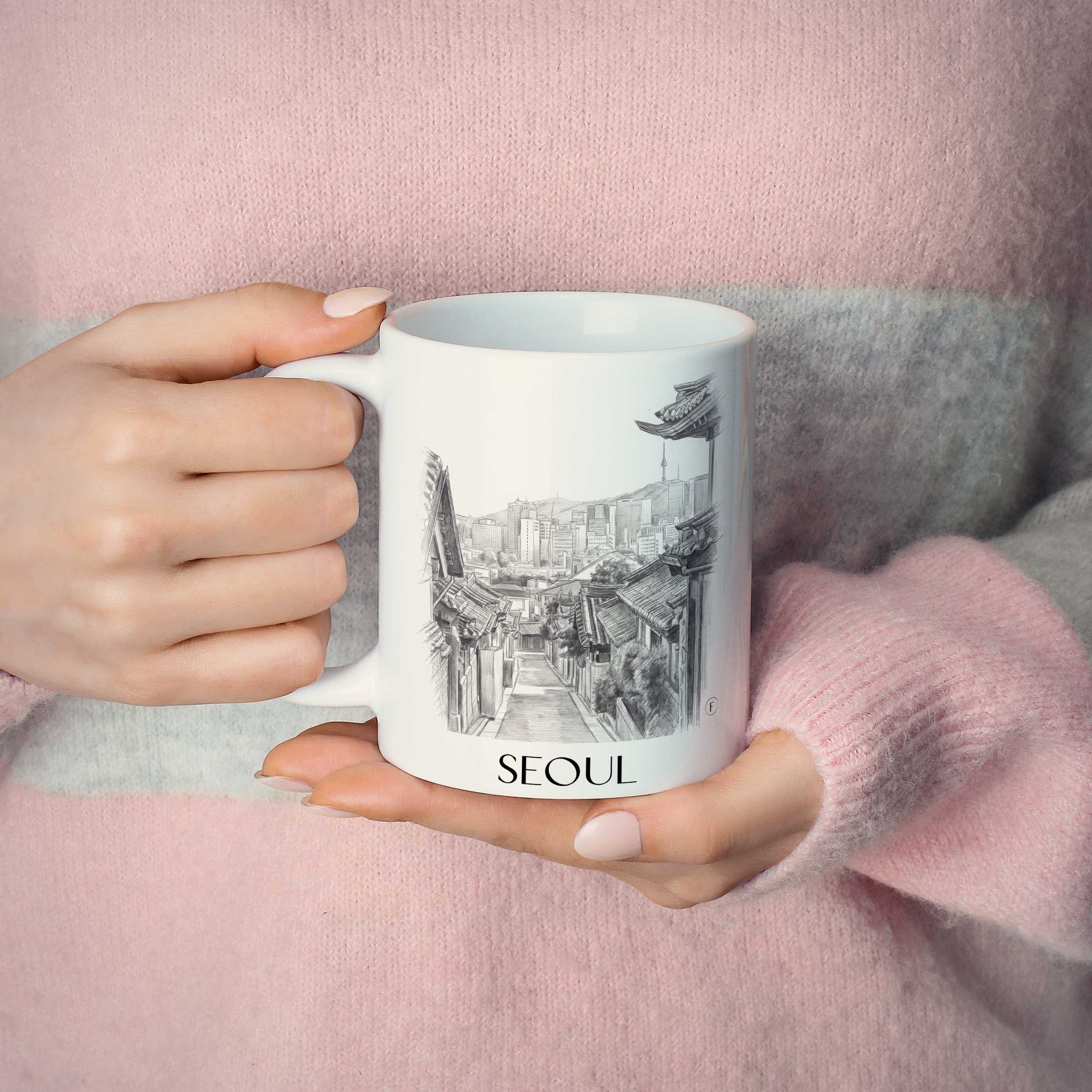 seoul-südkorea-kaffeebecher-bleistift-zeichnung-drawing