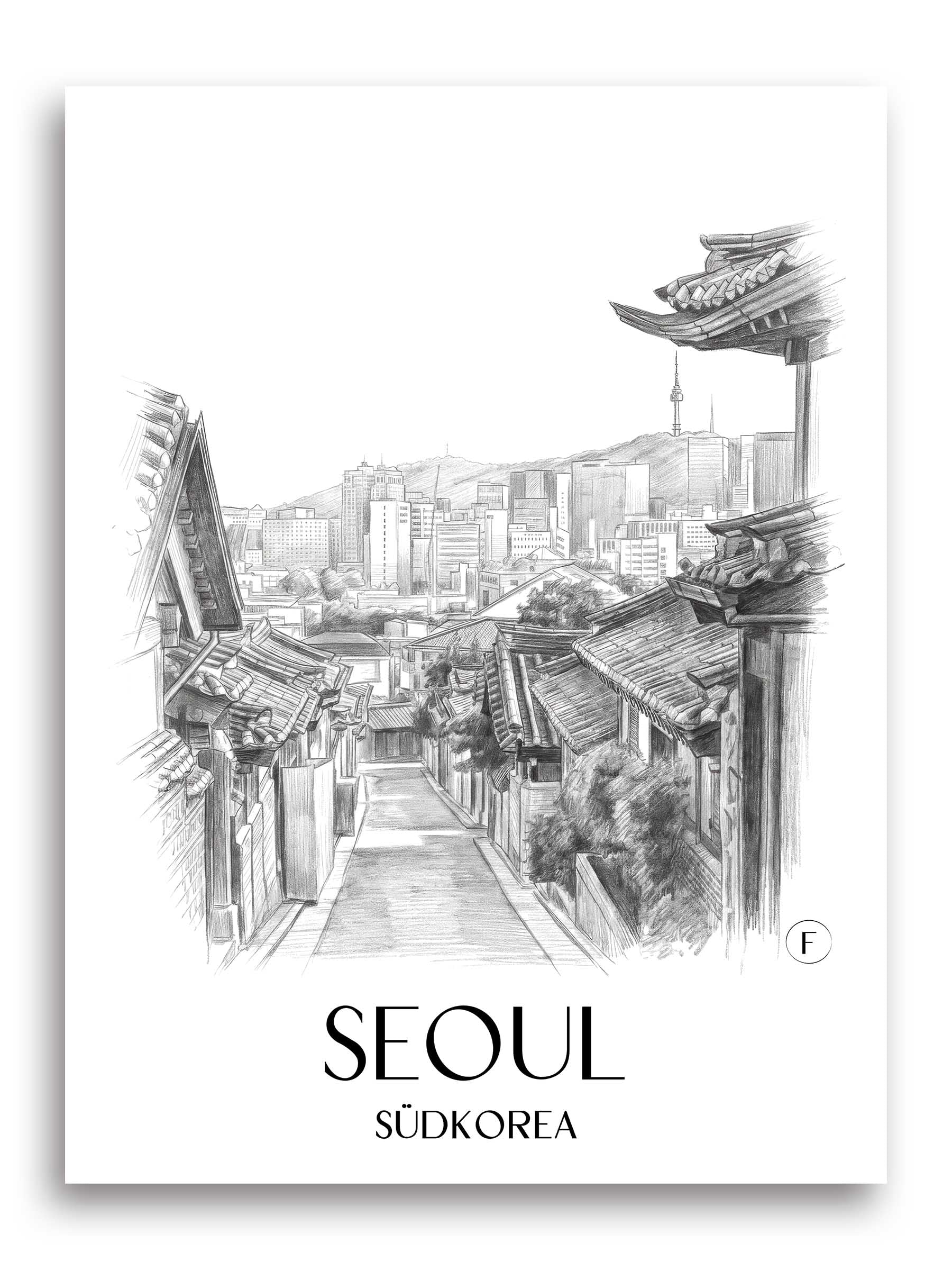 seoul-südkorea-poster-bleistift-zeichnung-drawing