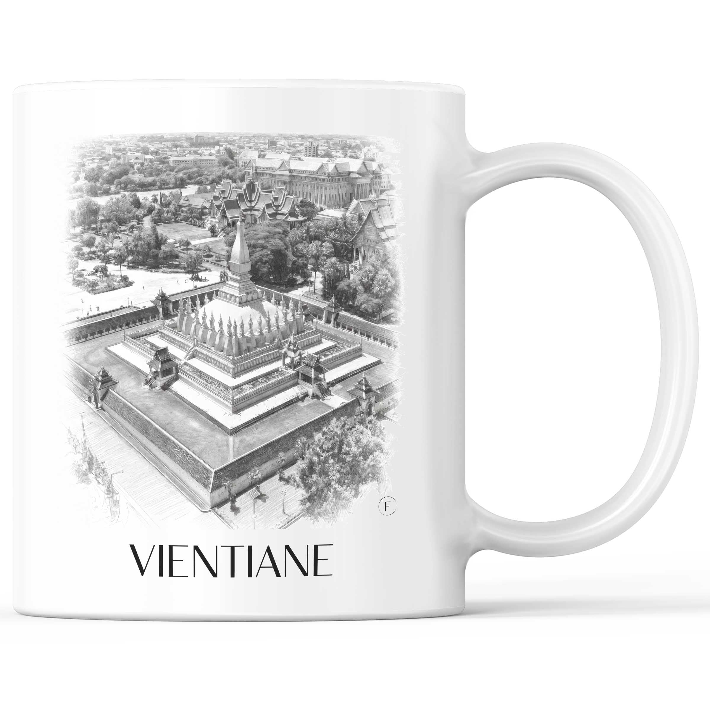 Vientiane - Laos Becher - Kaffeetasse im Zeichnung Stil