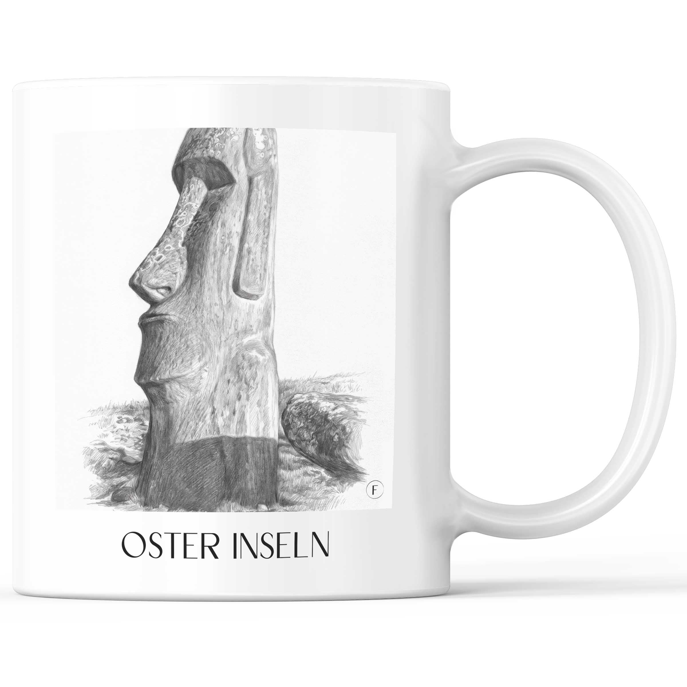 Oster Inseln - Chile Becher - Kaffeetasse im Zeichnung Stil