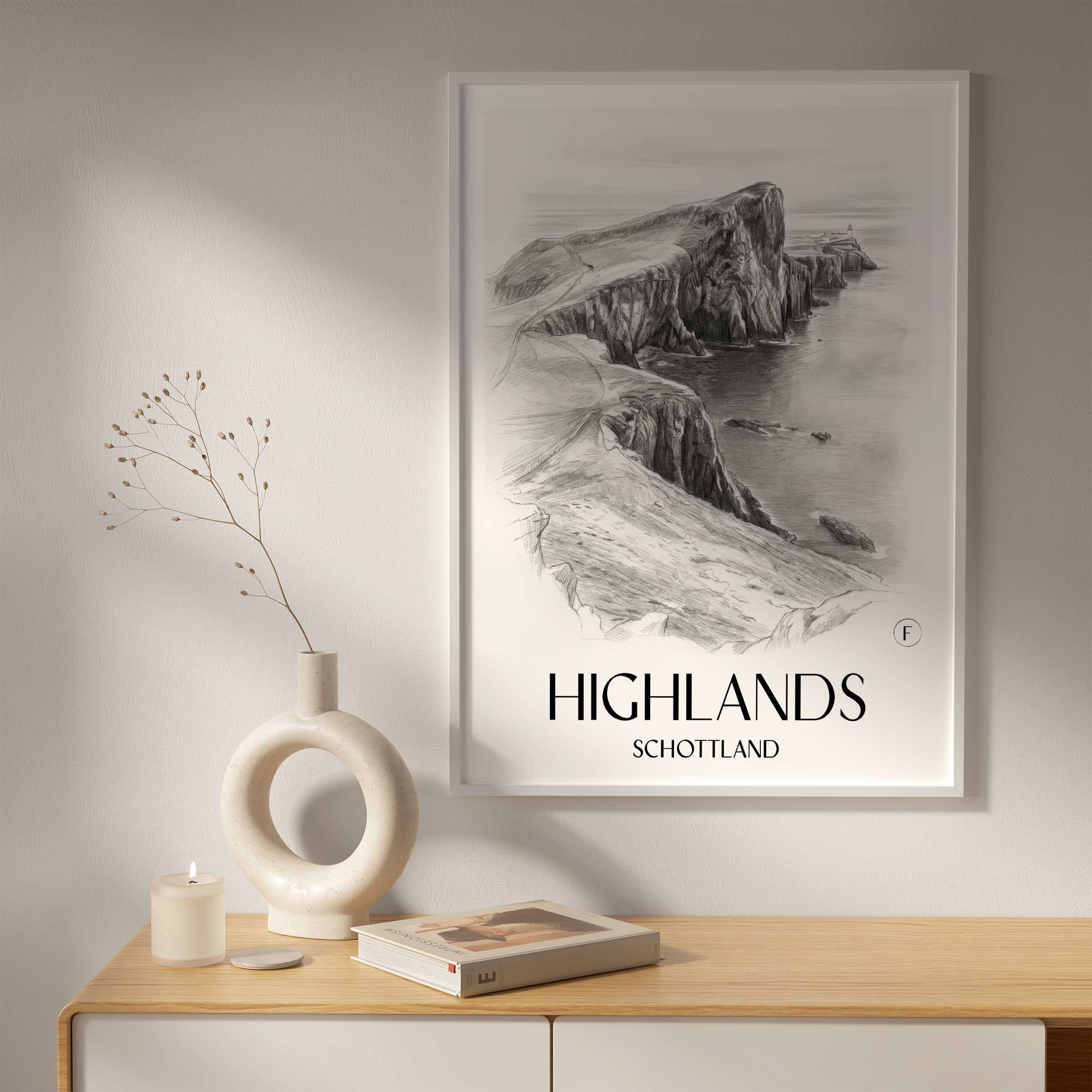 highlands-schottland-poster-bleistift-zeichnung-drawing