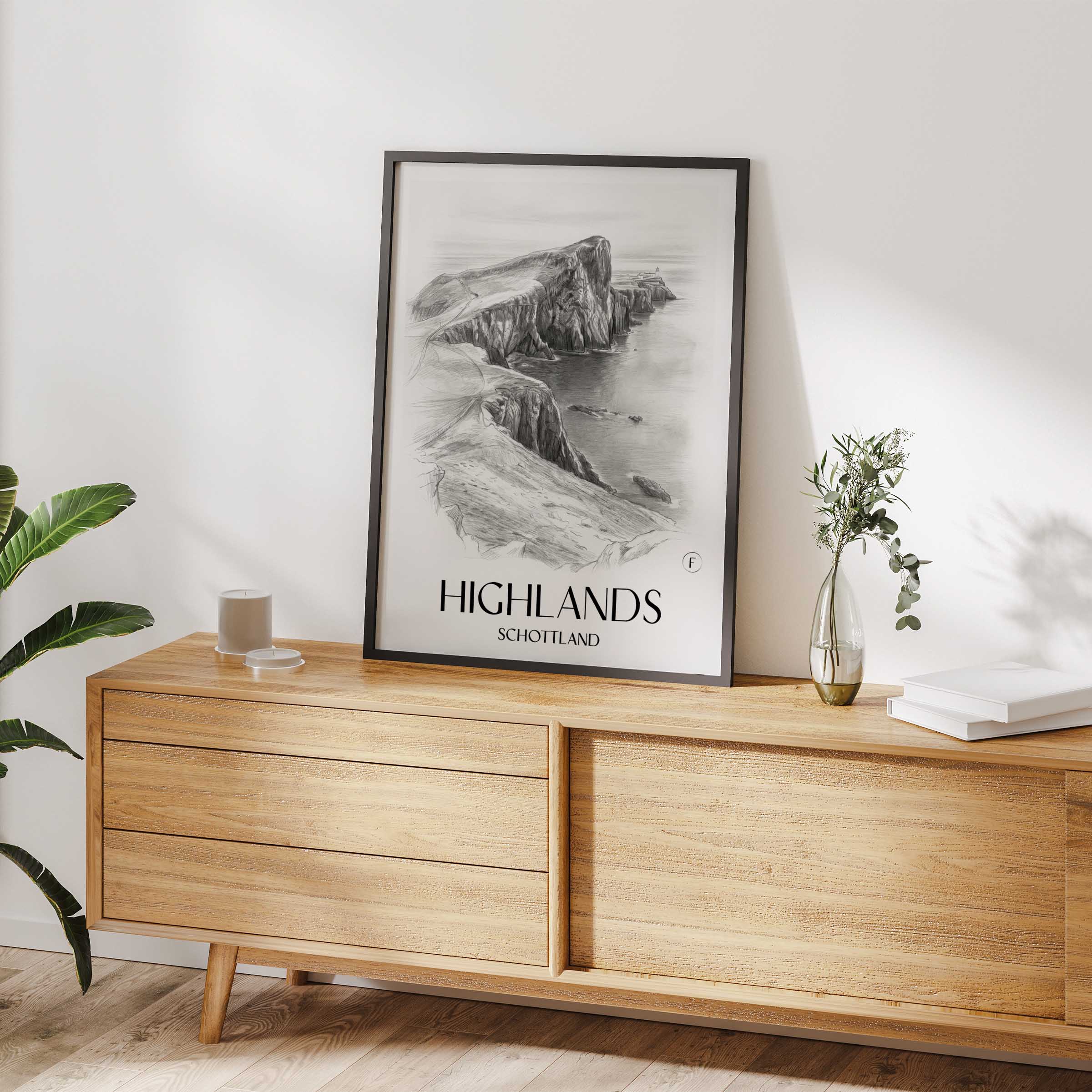 highlands-schottland-poster-bleistift-zeichnung-drawing