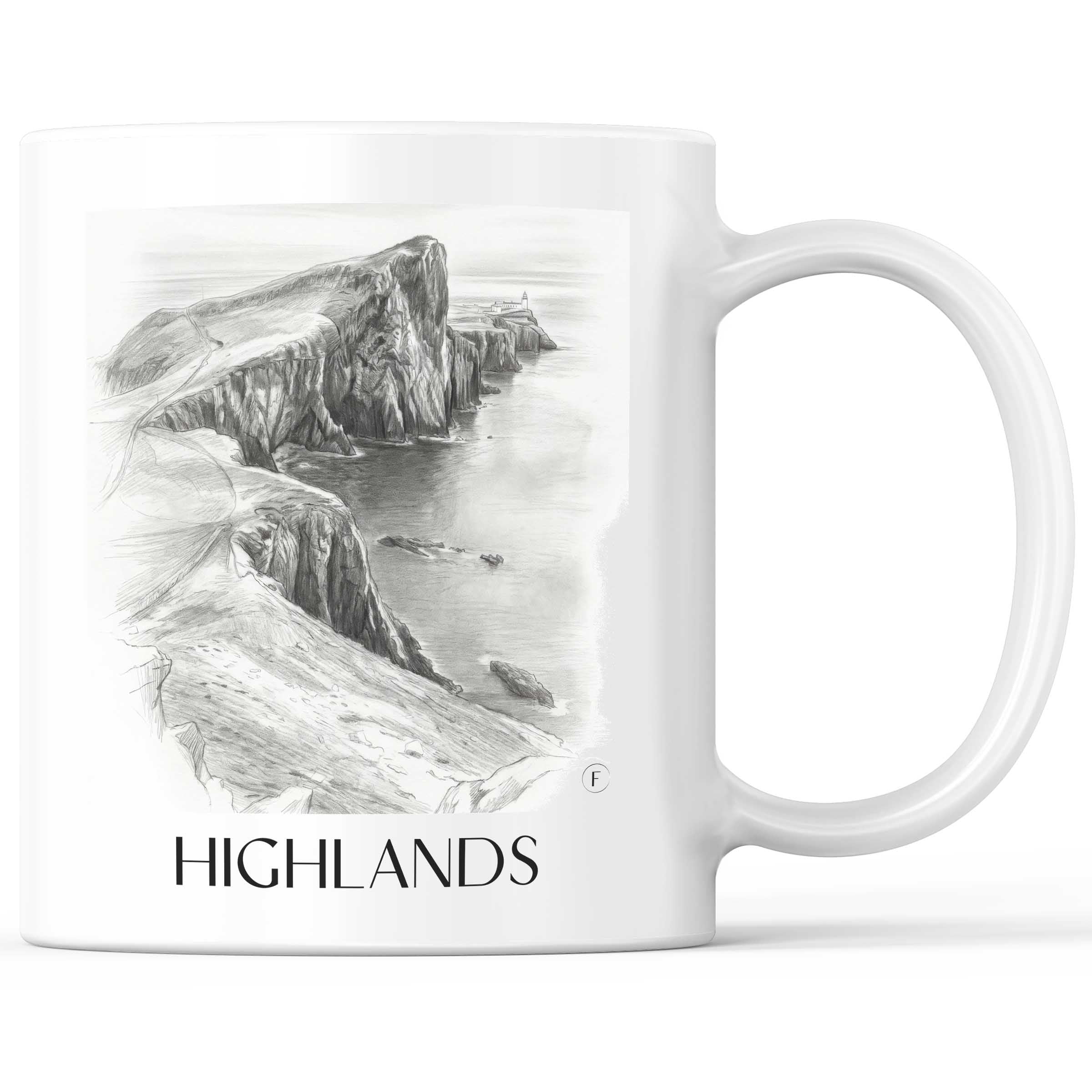 Highlands - Schottland Becher - Kaffeetasse im Zeichnung Stil