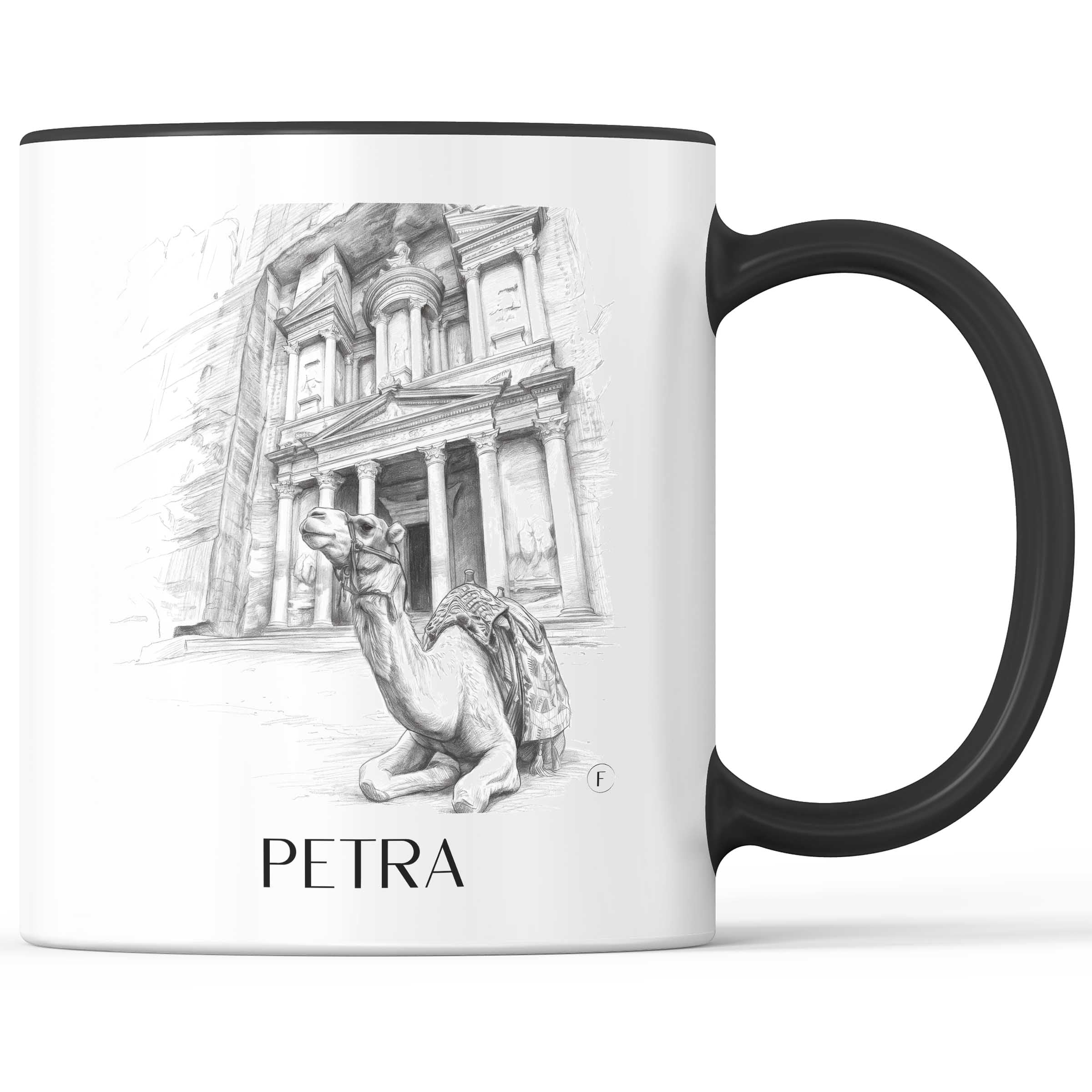 Petra, Jordanien - Jordanien Becher - Kaffeetasse im Zeichnung Stil