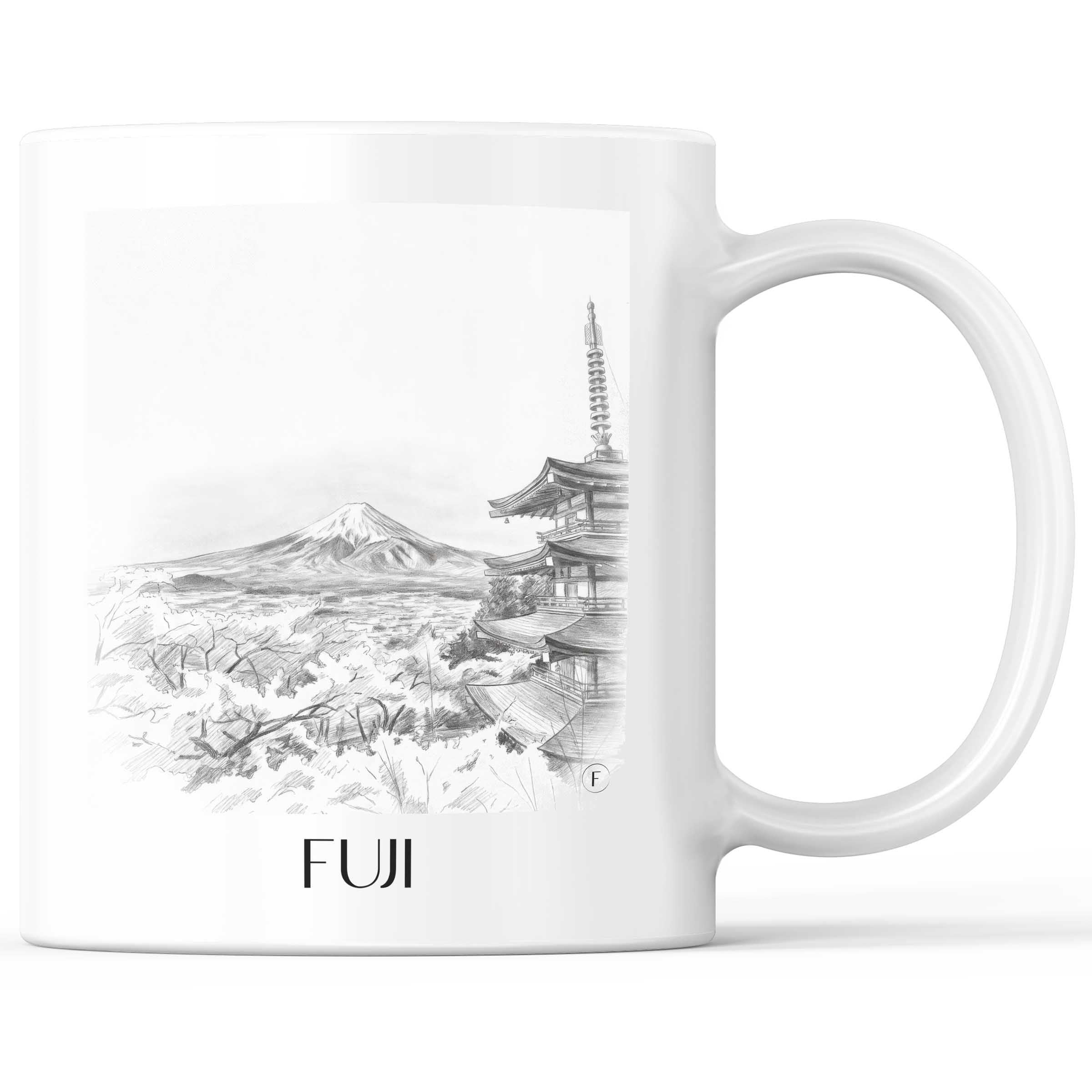 Fuji, Japan - Japan Becher - Kaffeetasse im Zeichnung Stil