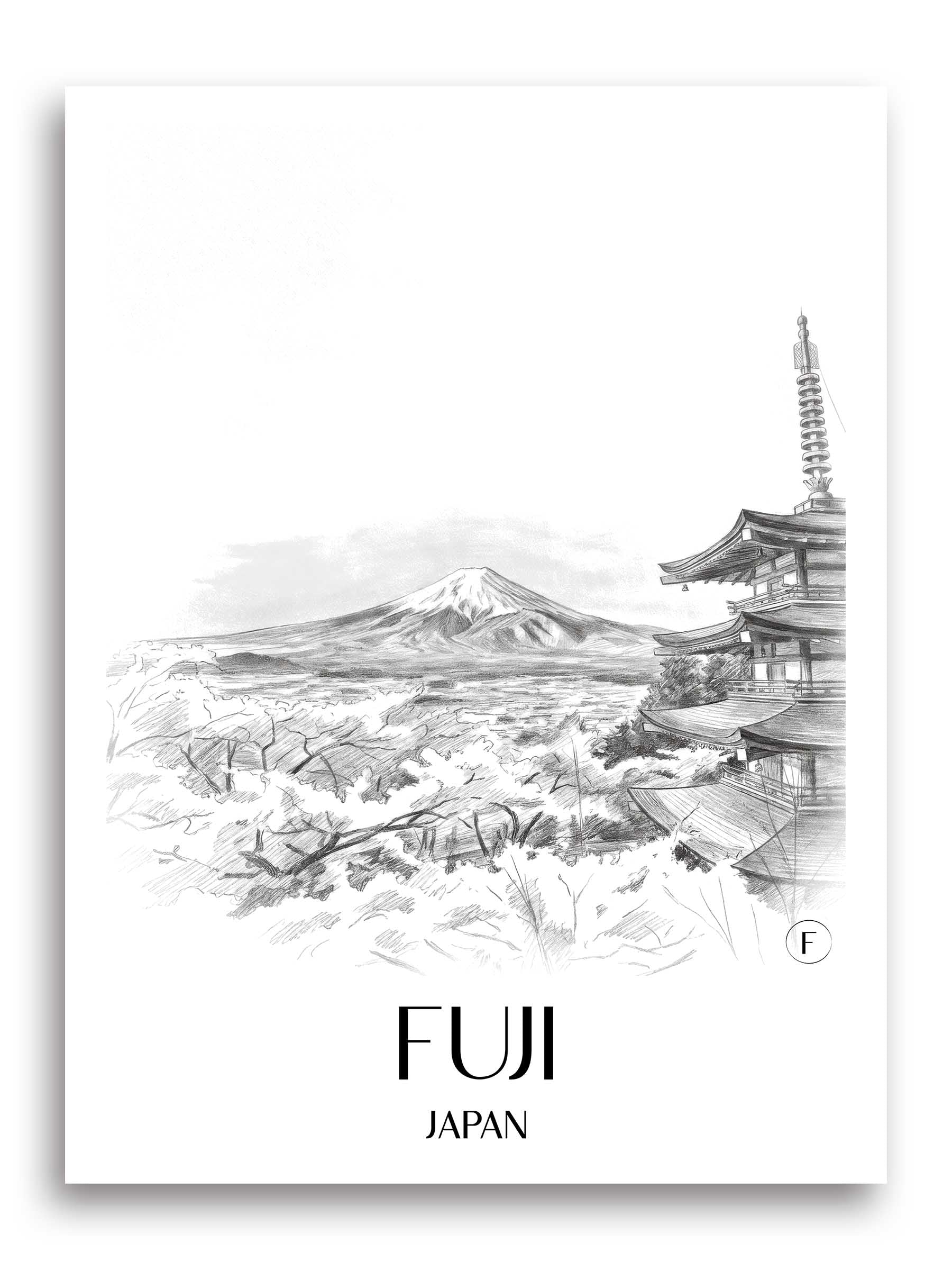 Fuji, Japan Poster - - Japan Kunstdruck - Zeichnung von A4 bis A1