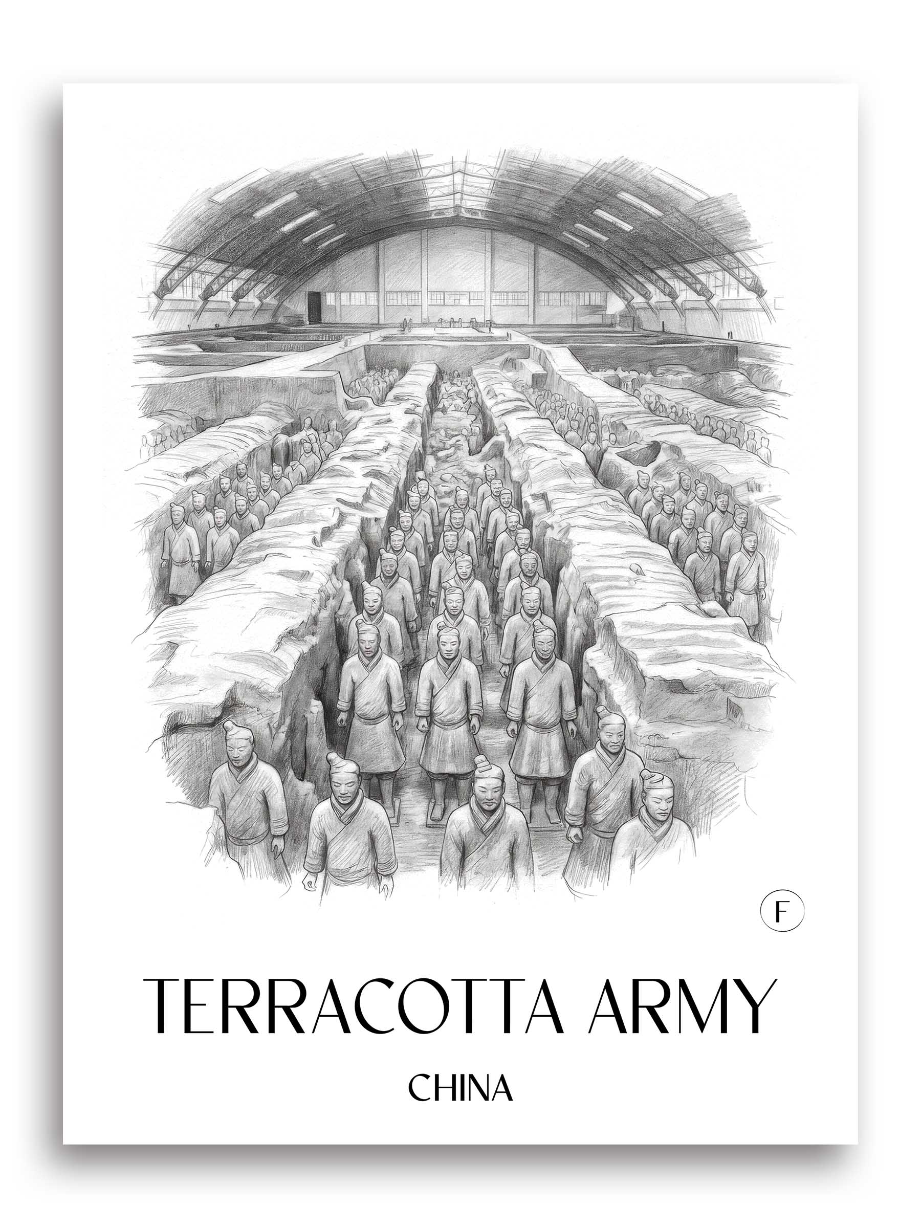 terrakotta Armee Poster - - China Kunstdruck - Zeichnung von A4 bis A1