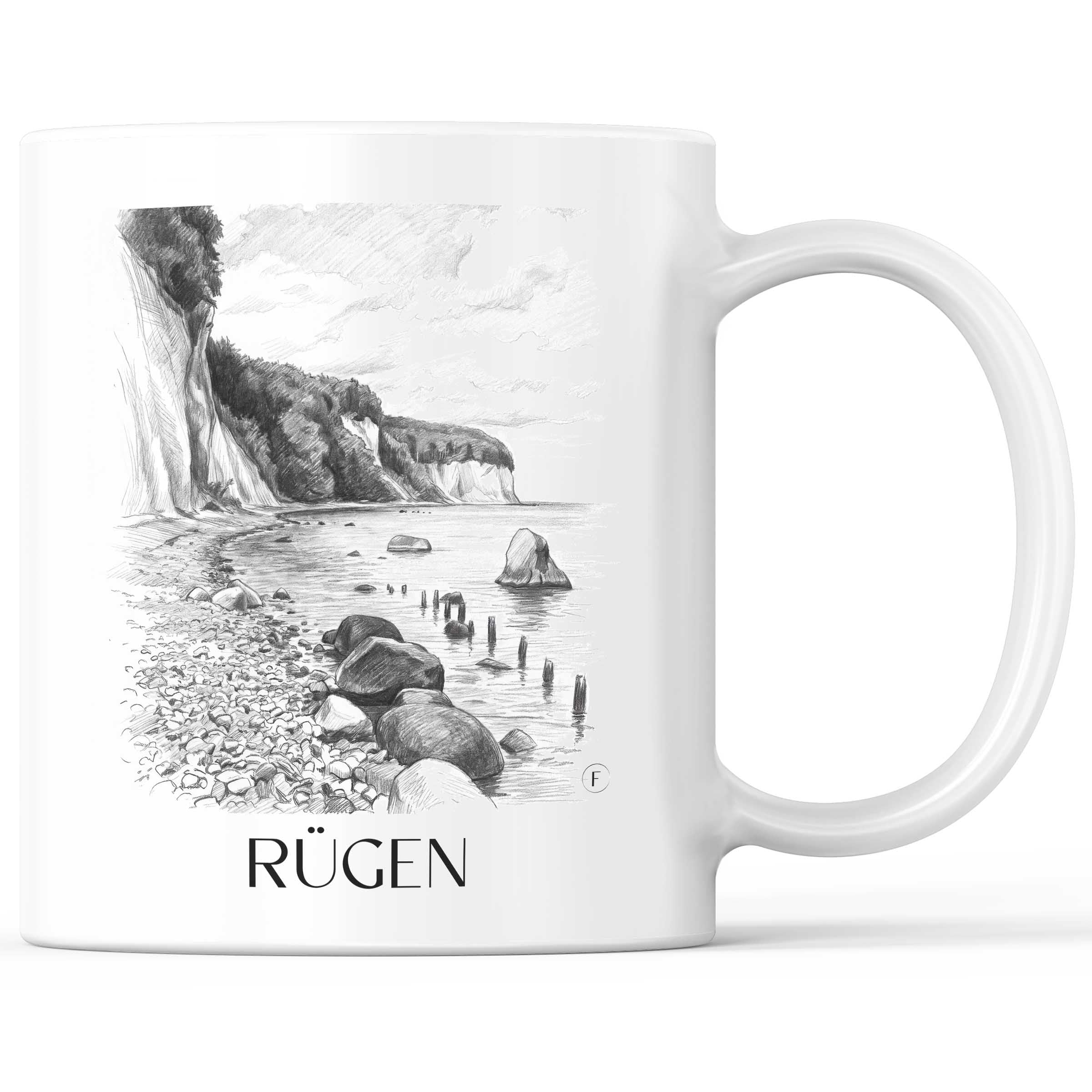 Rügen - Deutschland Becher - Kaffeetasse im Zeichnung Stil