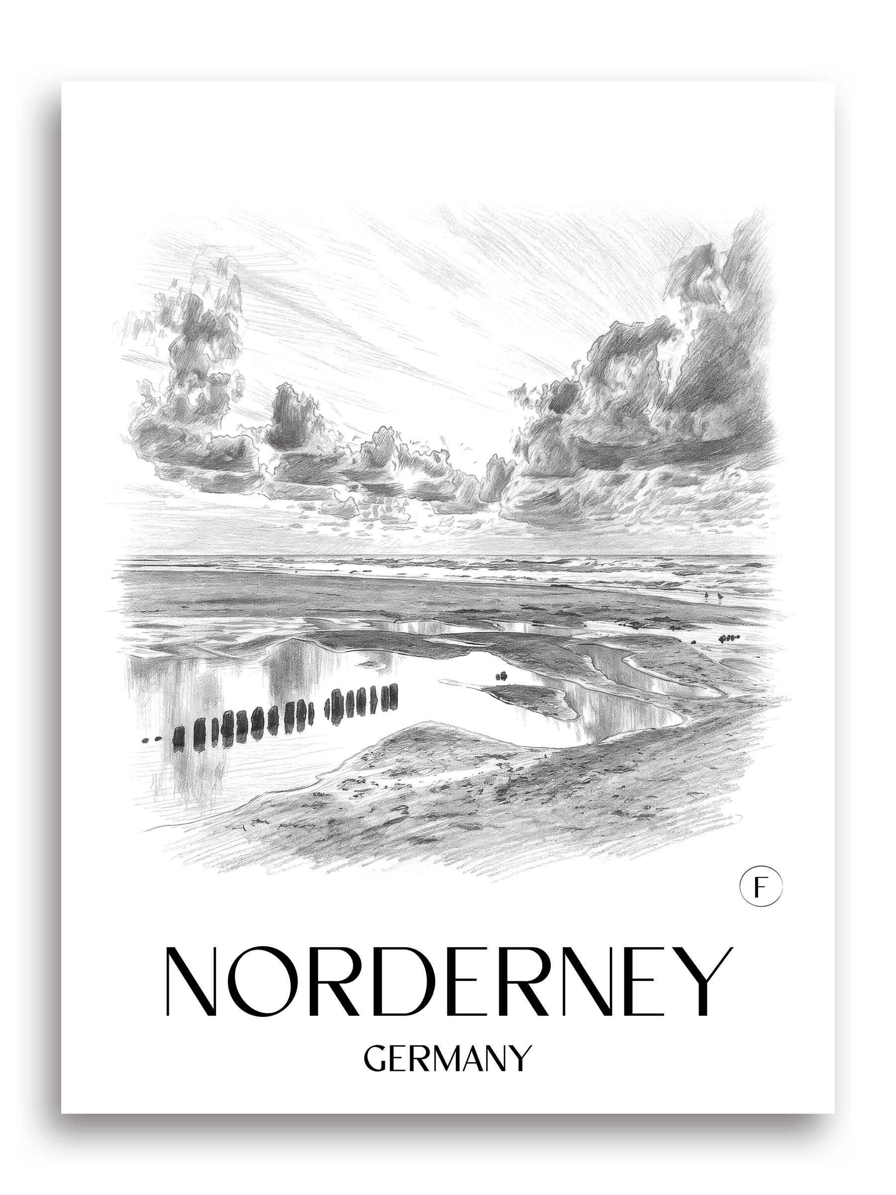 Norderney Poster - - Deutschland Kunstdruck - Zeichnung von A4 bis A1