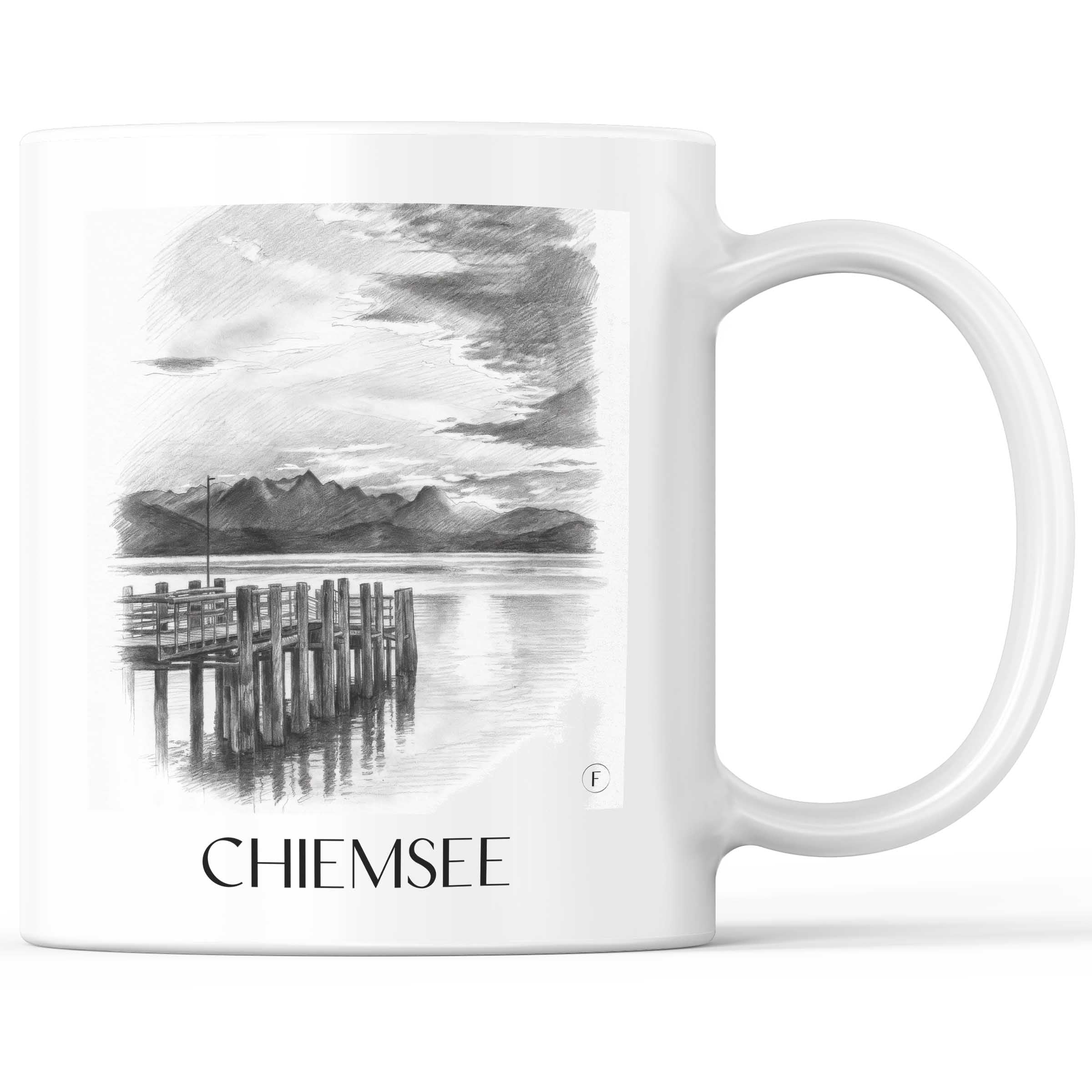 Chiemsee - Deutschland Becher - Kaffeetasse im Zeichnung Stil