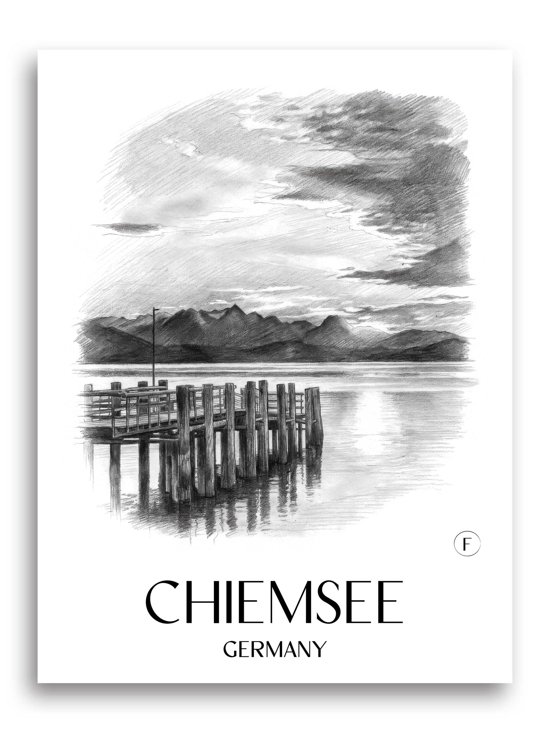 Chiemsee Poster - - Deutschland Kunstdruck - Zeichnung von A4 bis A1