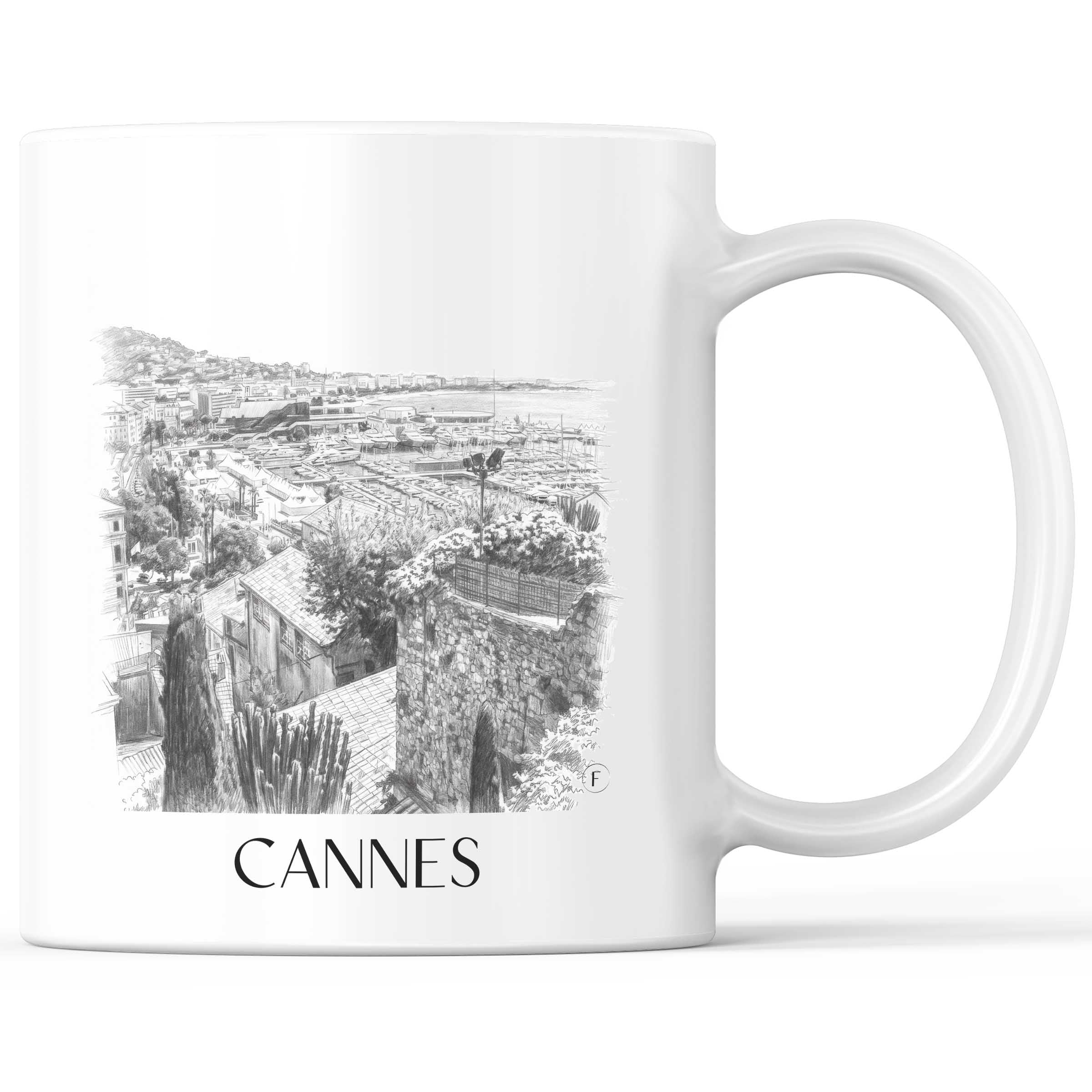 Cannes - Frankreich Becher - Kaffeetasse im Zeichnung Stil