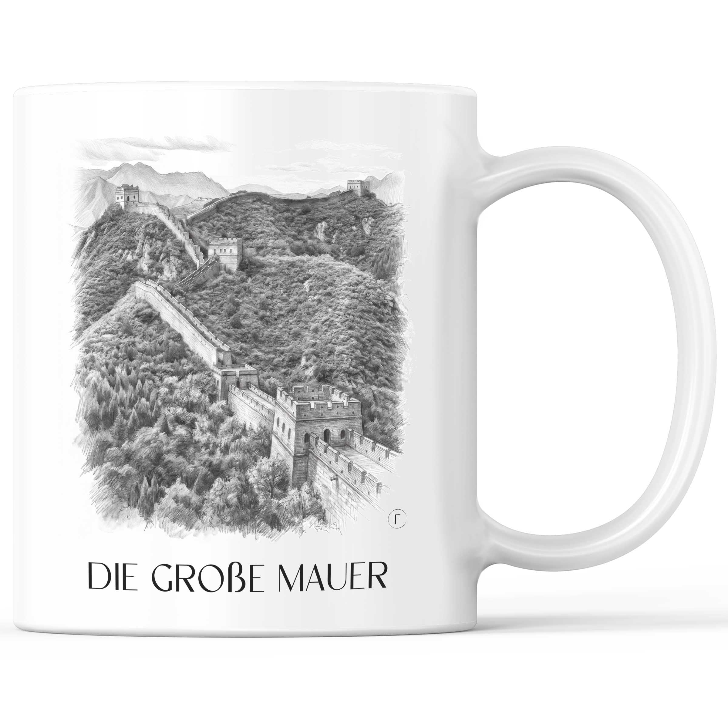die große Mauer - China Becher - Kaffeetasse im Zeichnung Stil