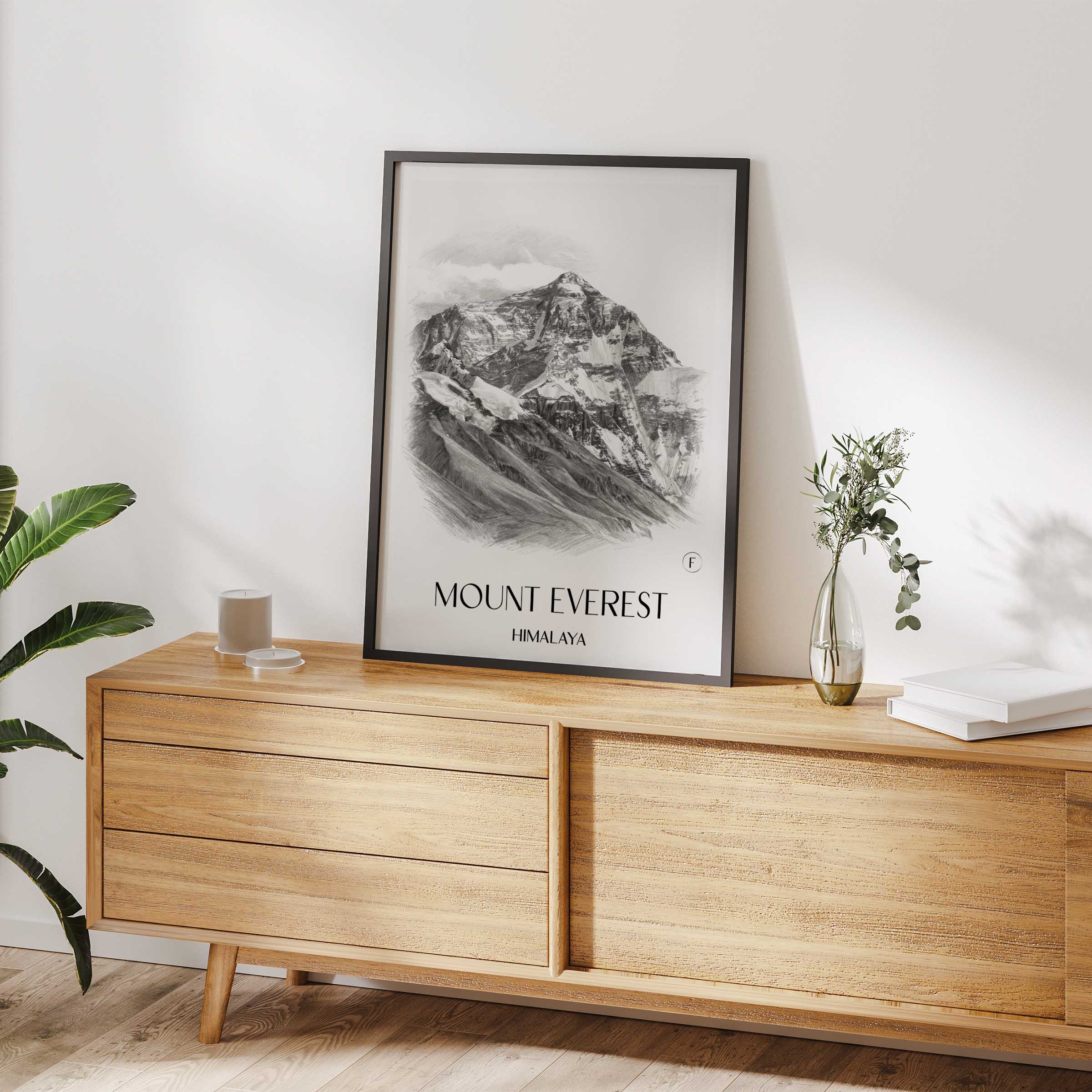 mount-everest-himalaya-poster-bleistift-zeichnung-drawing