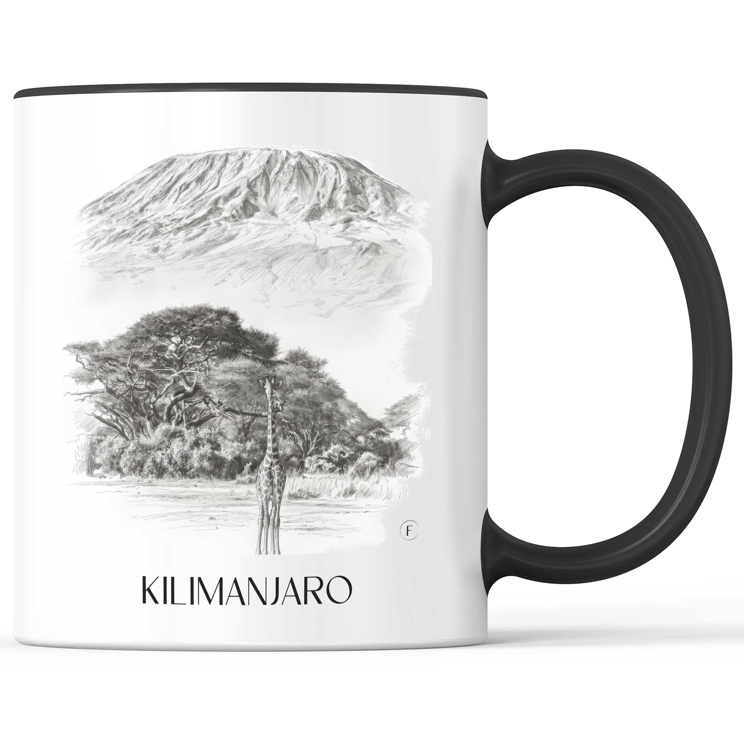 Kilimandscharo - Tansania Becher - Kaffeetasse im Zeichnung Stil