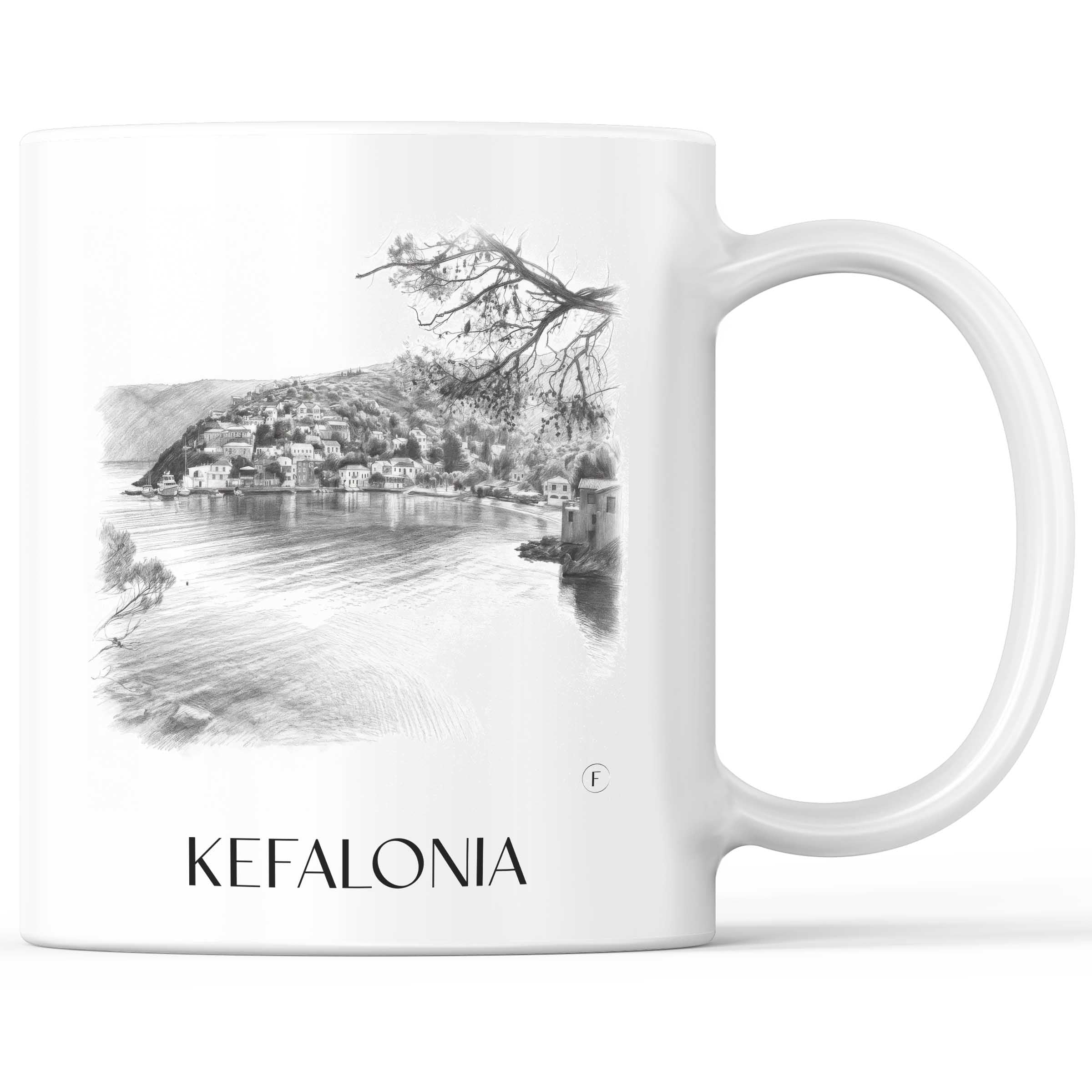 Kefalonia - Griechenland Becher - Kaffeetasse im Zeichnung Stil