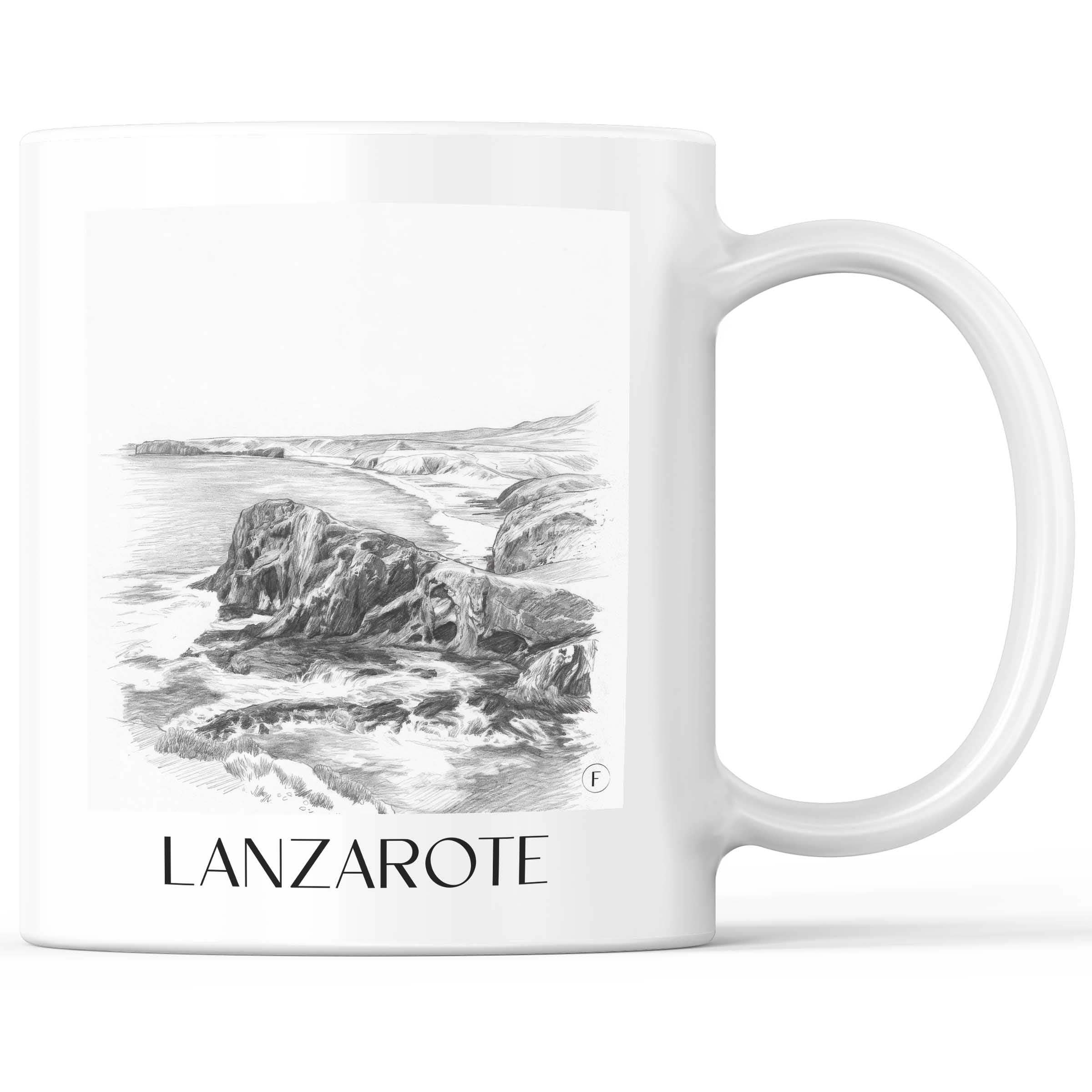 Lanzarote - Spanien Becher - Kaffeetasse im Zeichnung Stil