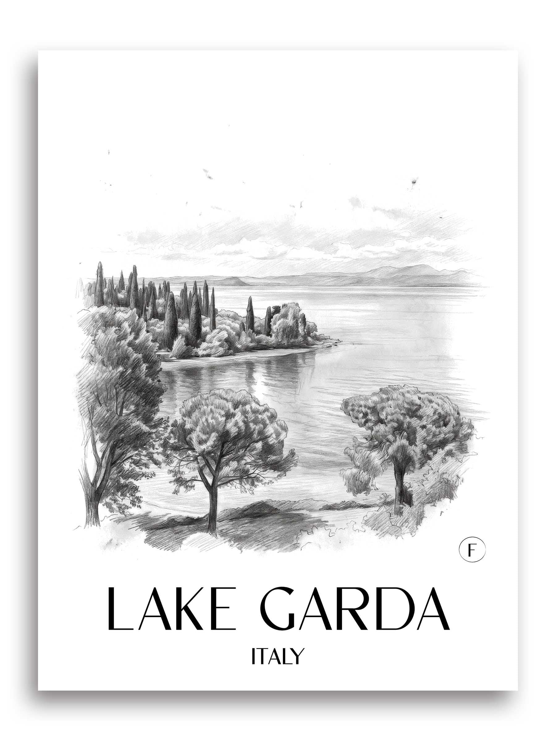 Gardasee Poster - - Italien Kunstdruck - Zeichnung von A4 bis A1