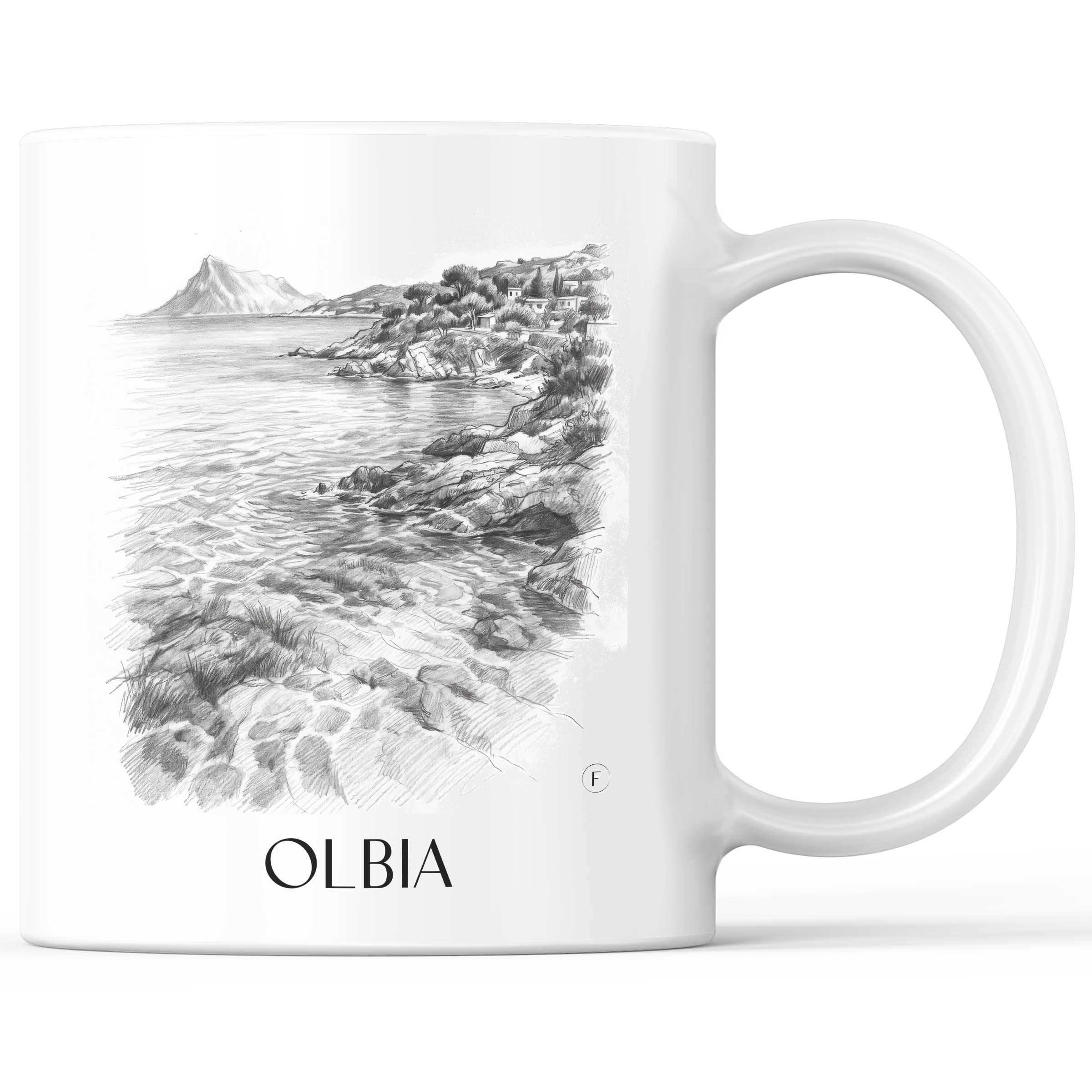 Olbia - Italien Becher - Kaffeetasse im Zeichnung Stil