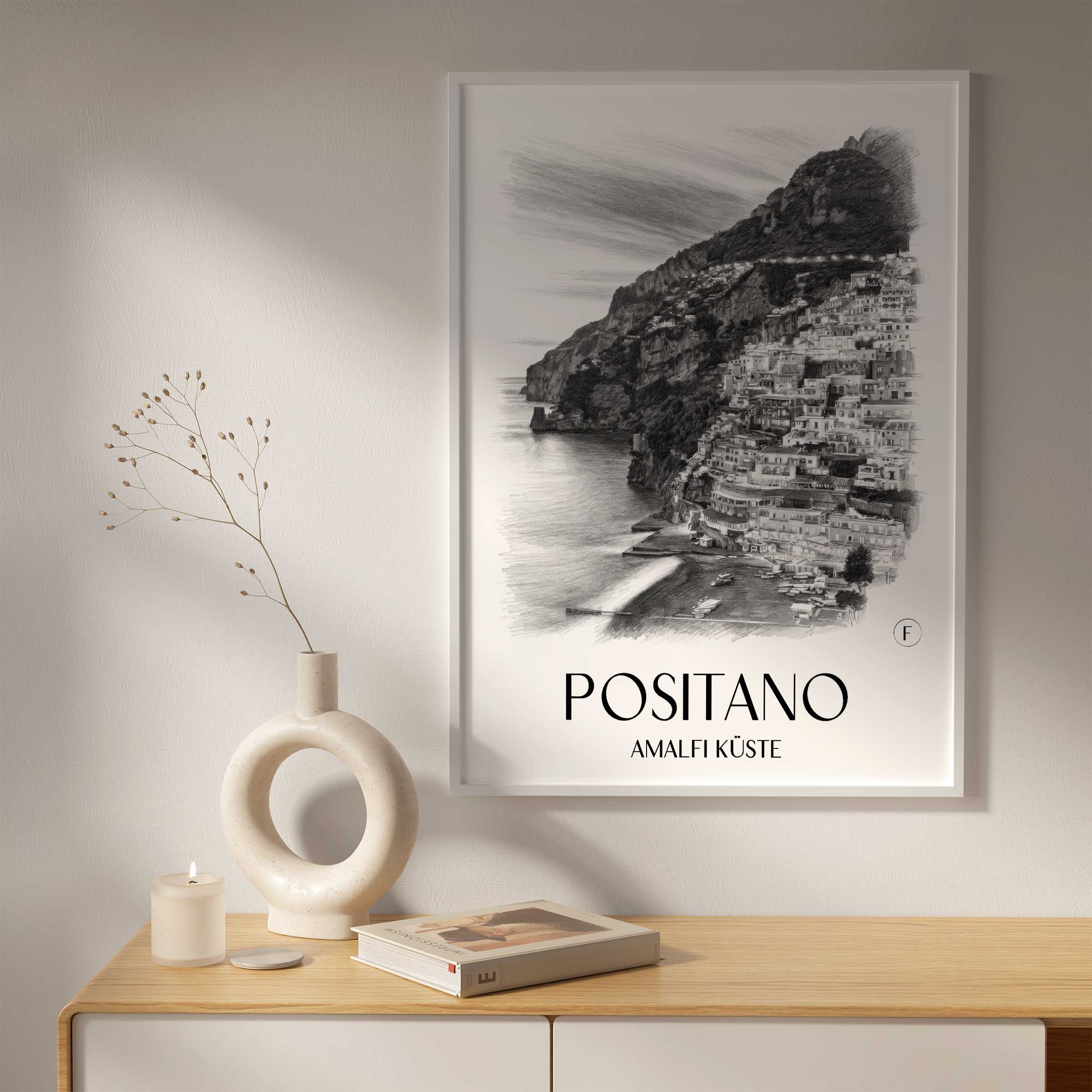 positano-amalfi-küste-italien-poster-bleistift-zeichnung-drawing
