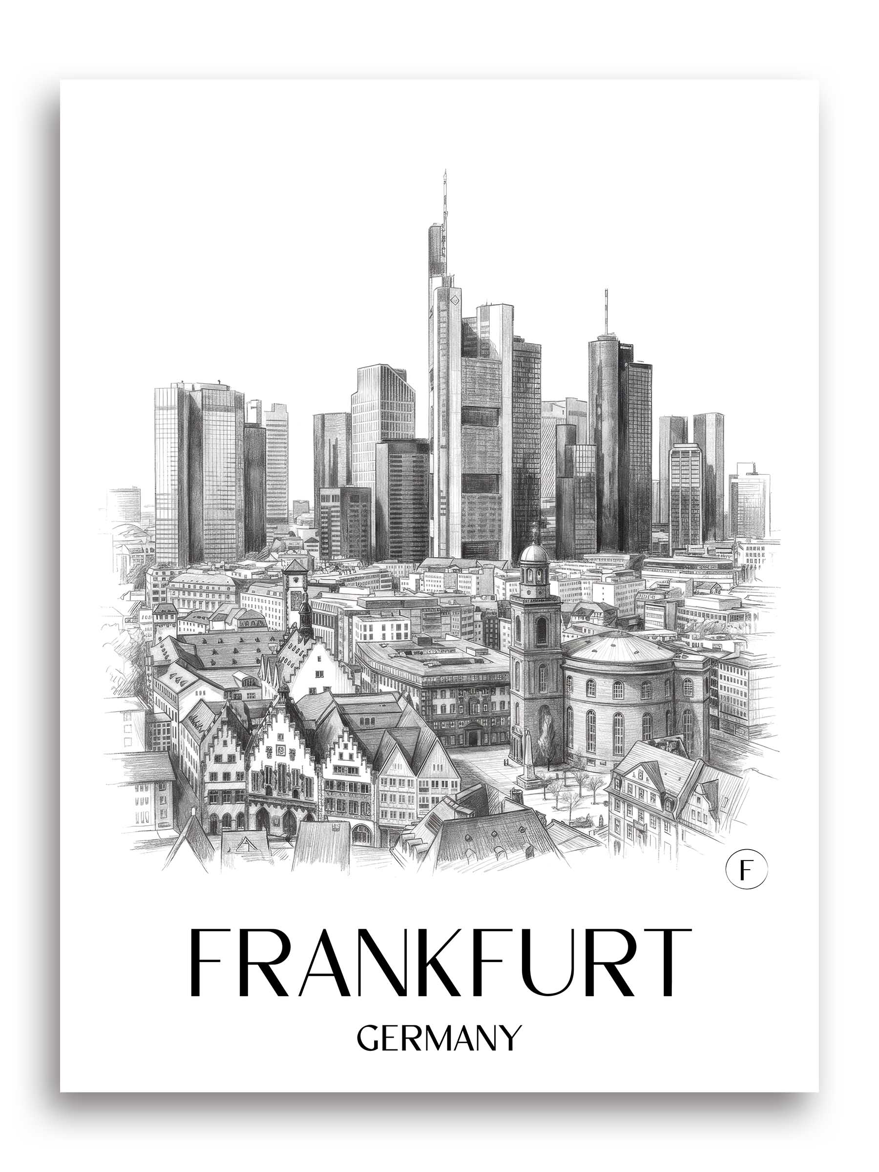 Frankfurt Poster - - Deutschland Kunstdruck - Zeichnung von A4 bis A1