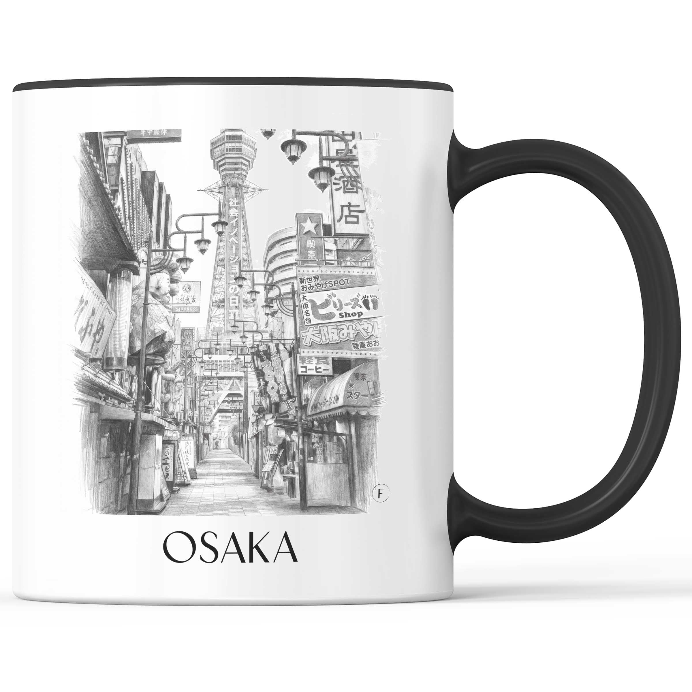 Osaka - Japan Becher - Kaffeetasse im Zeichnung Stil