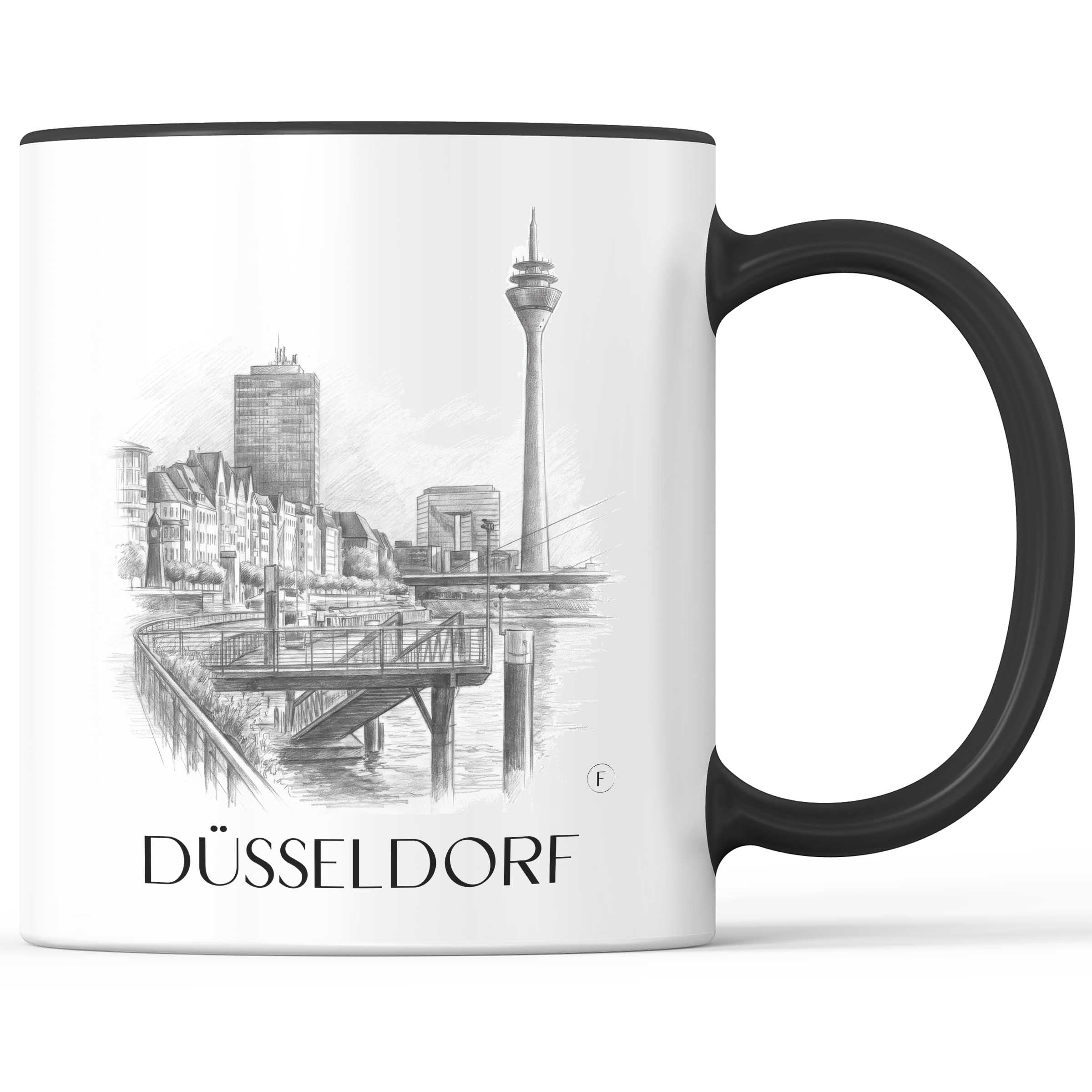 Düsseldorf - Deutschland Becher - Kaffeetasse im Zeichnung Stil