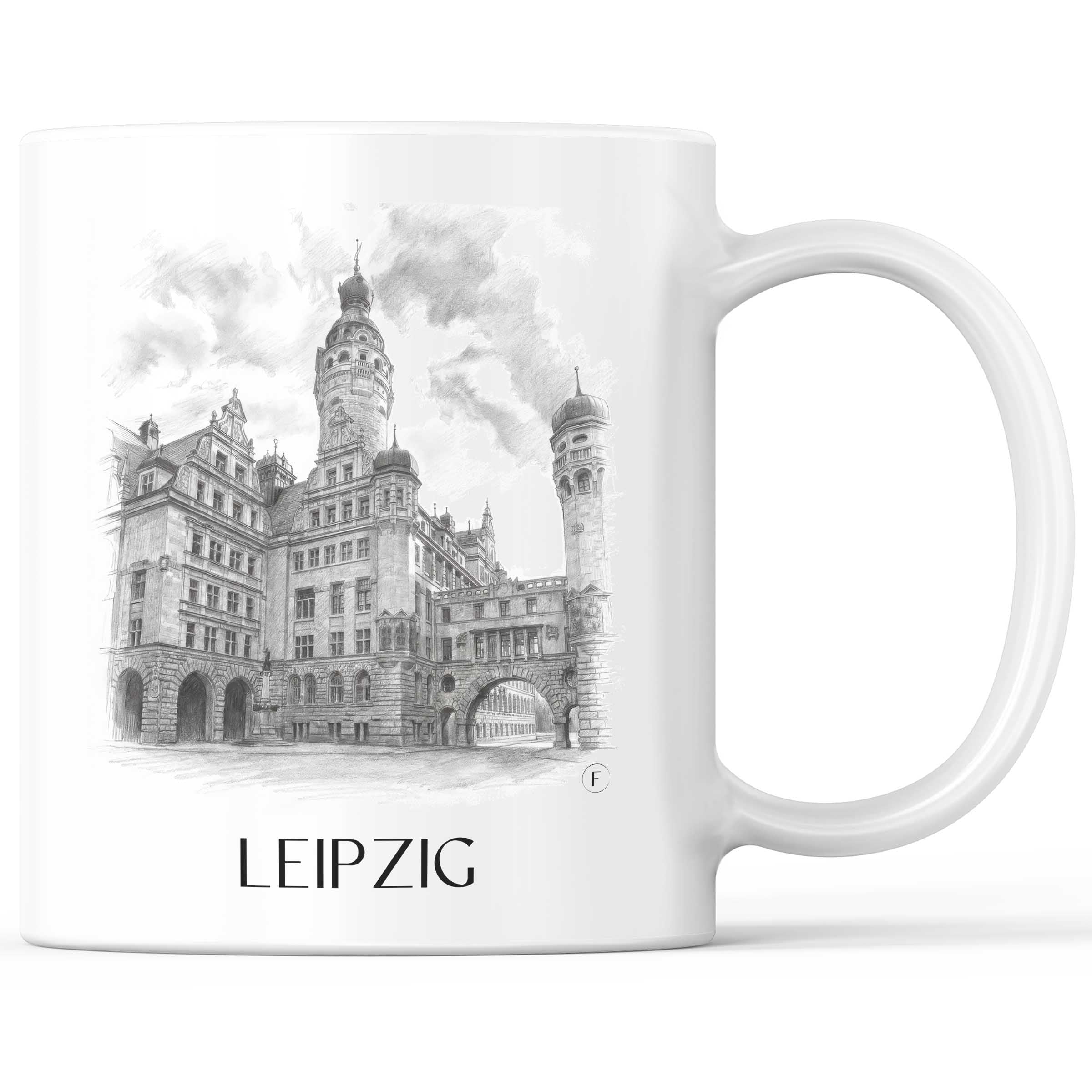 Leipzig - Deutschland Becher - Kaffeetasse im Zeichnung Stil