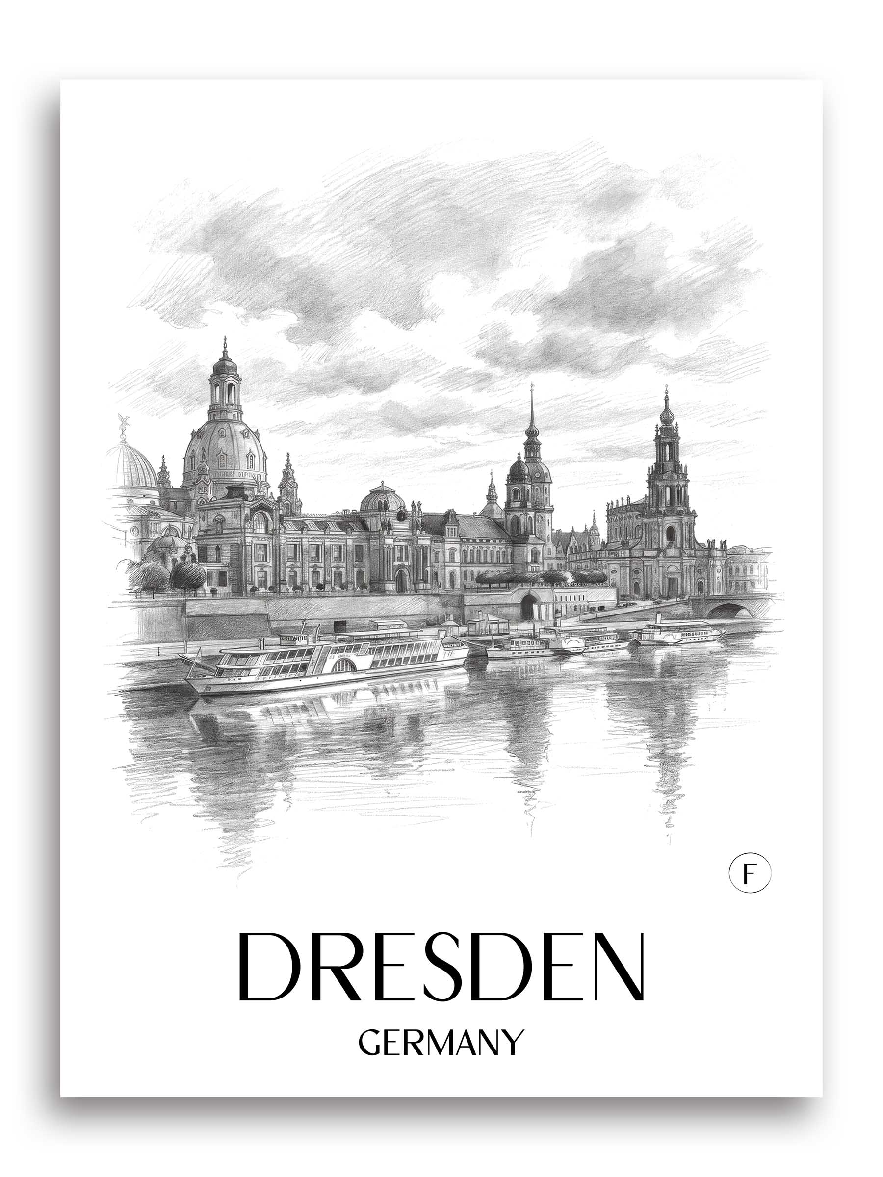 Dresden Poster - - Deutschland Kunstdruck - Zeichnung von A4 bis A1