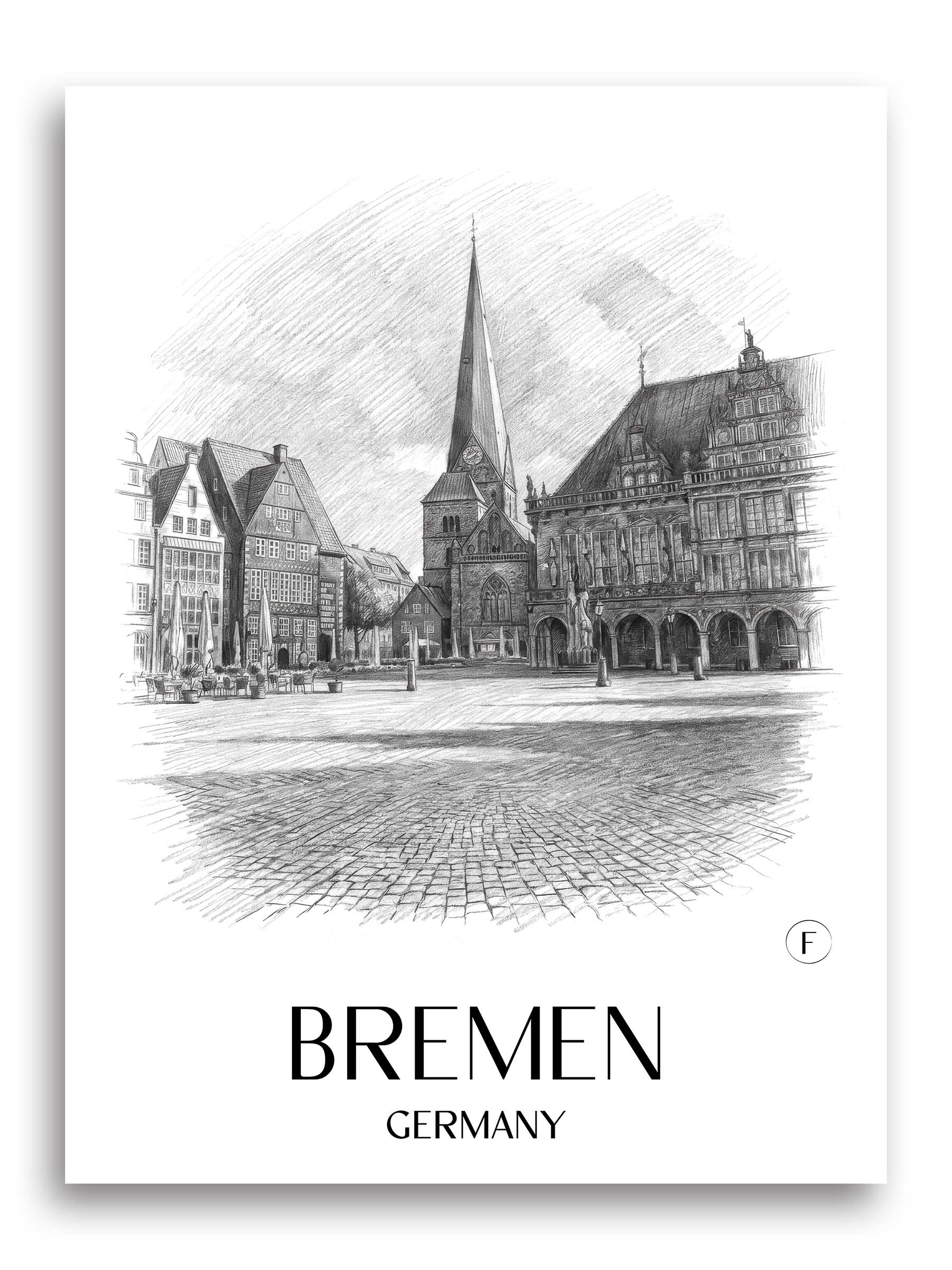 Bremen Poster - - Deutschland Kunstdruck - Zeichnung von A4 bis A1