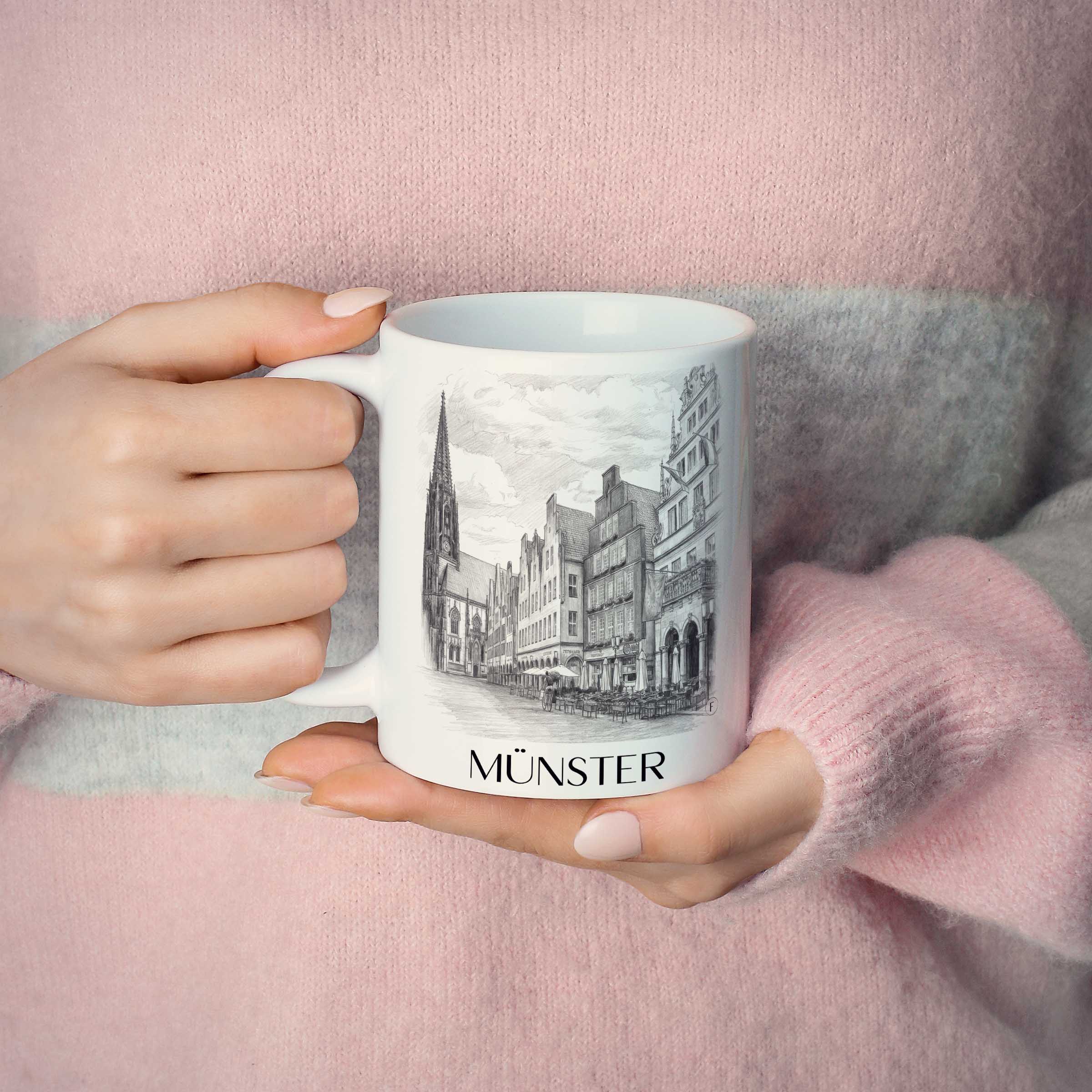 münster-deutschland-kaffeebecher-bleistift-zeichnung-drawing