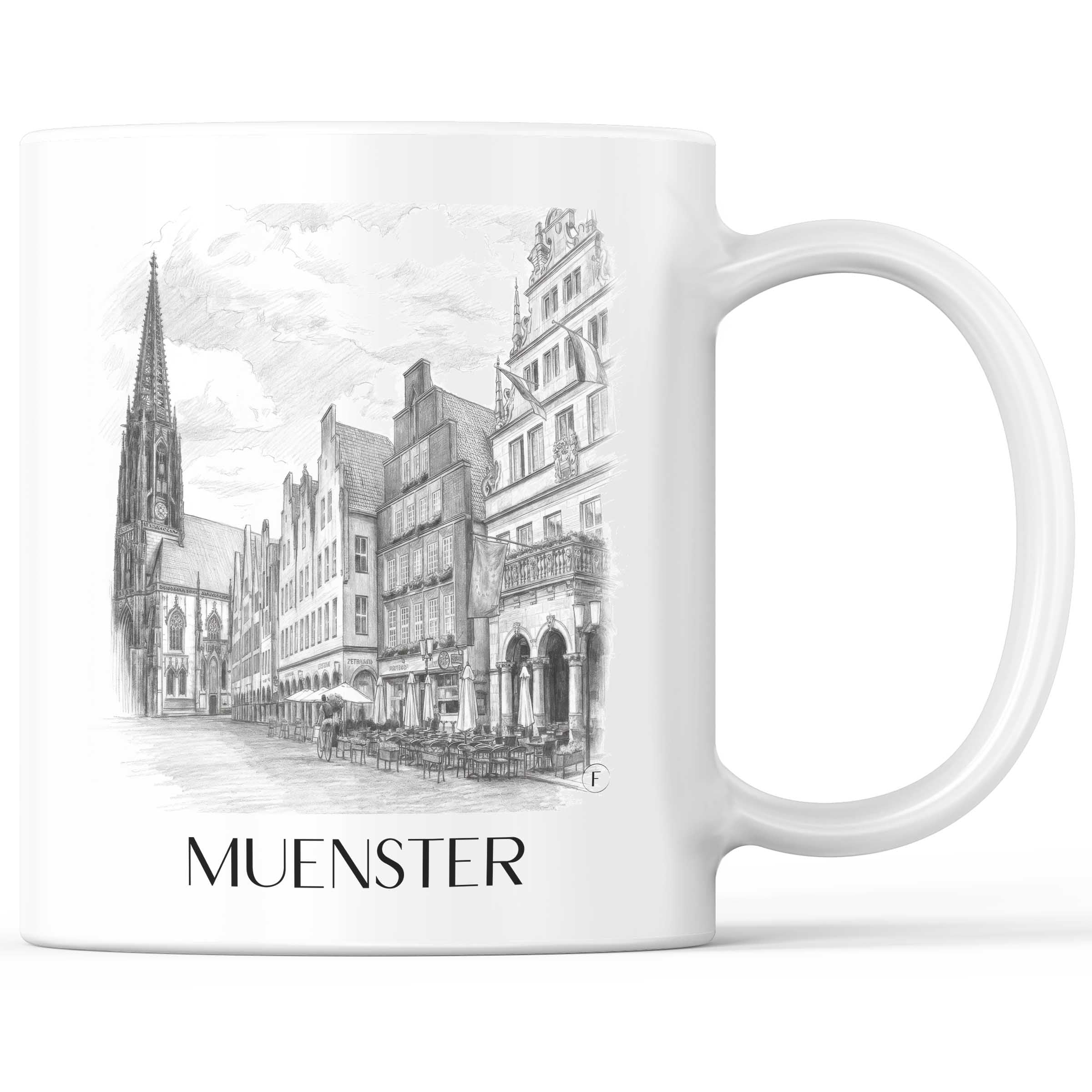 Münster - Deutschland Becher - Kaffeetasse im Zeichnung Stil