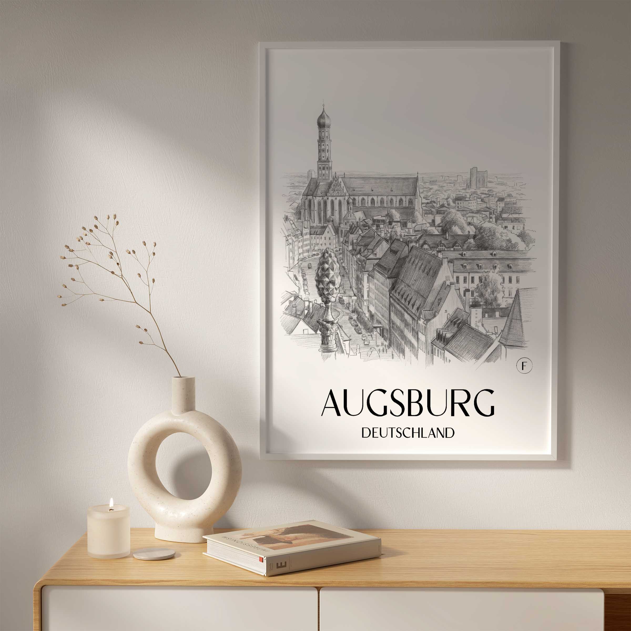 augsburg-deutschland-poster-bleistift-zeichnung-drawing