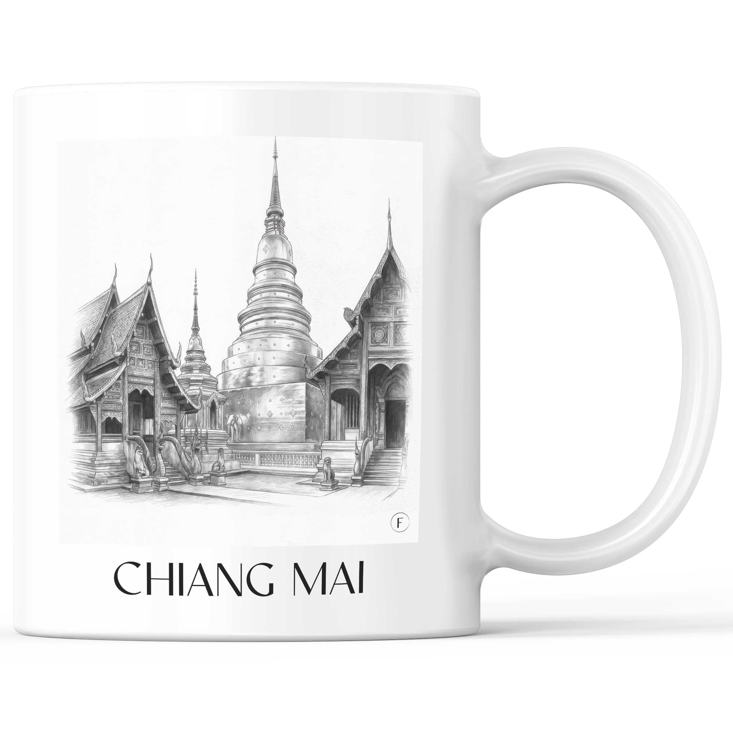 Chiang Mai - Thailand Becher - Kaffeetasse im Zeichnung Stil
