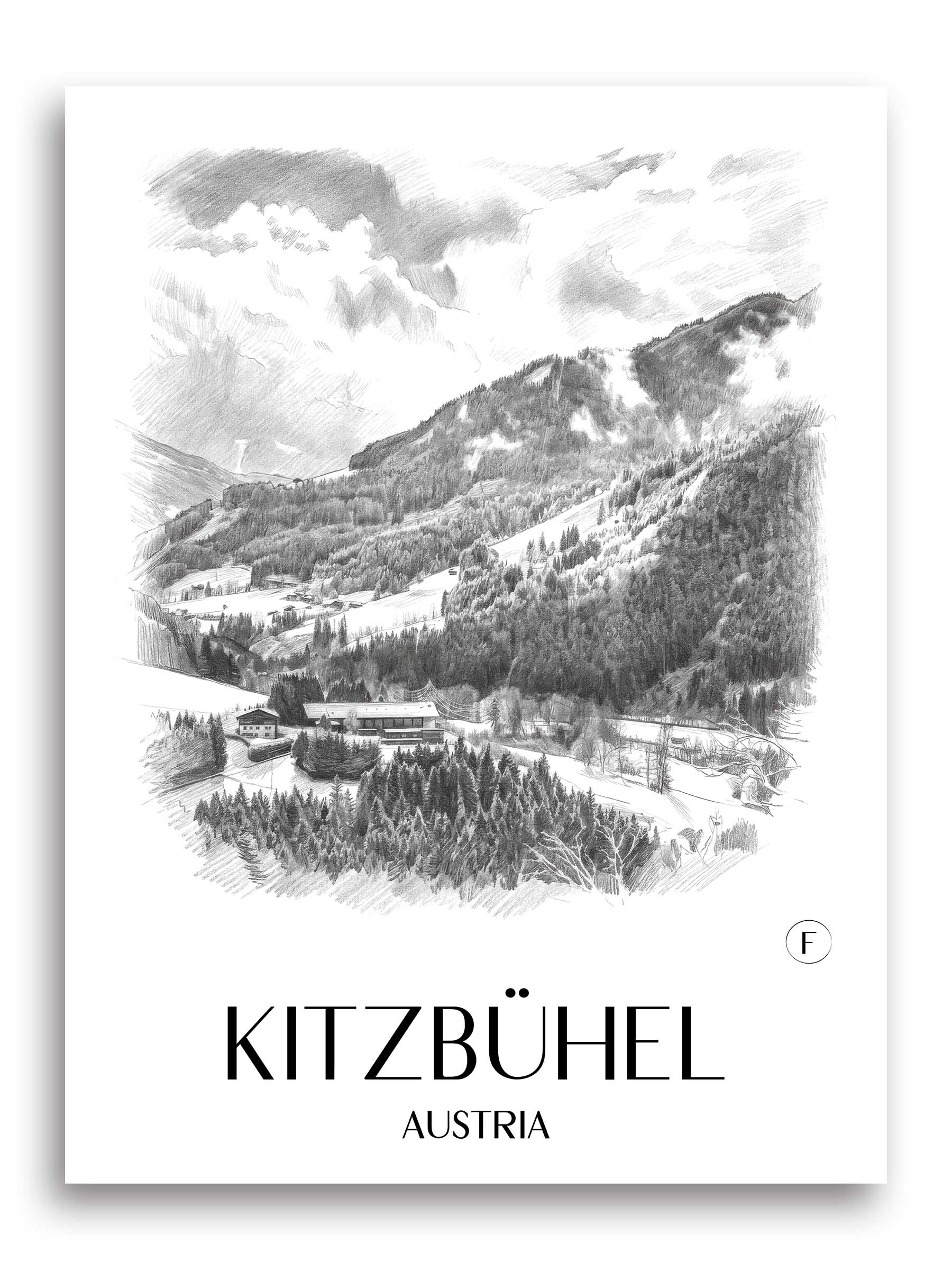 Kitzbühel Poster - - Österreich Kunstdruck - Zeichnung von A4 bis A1