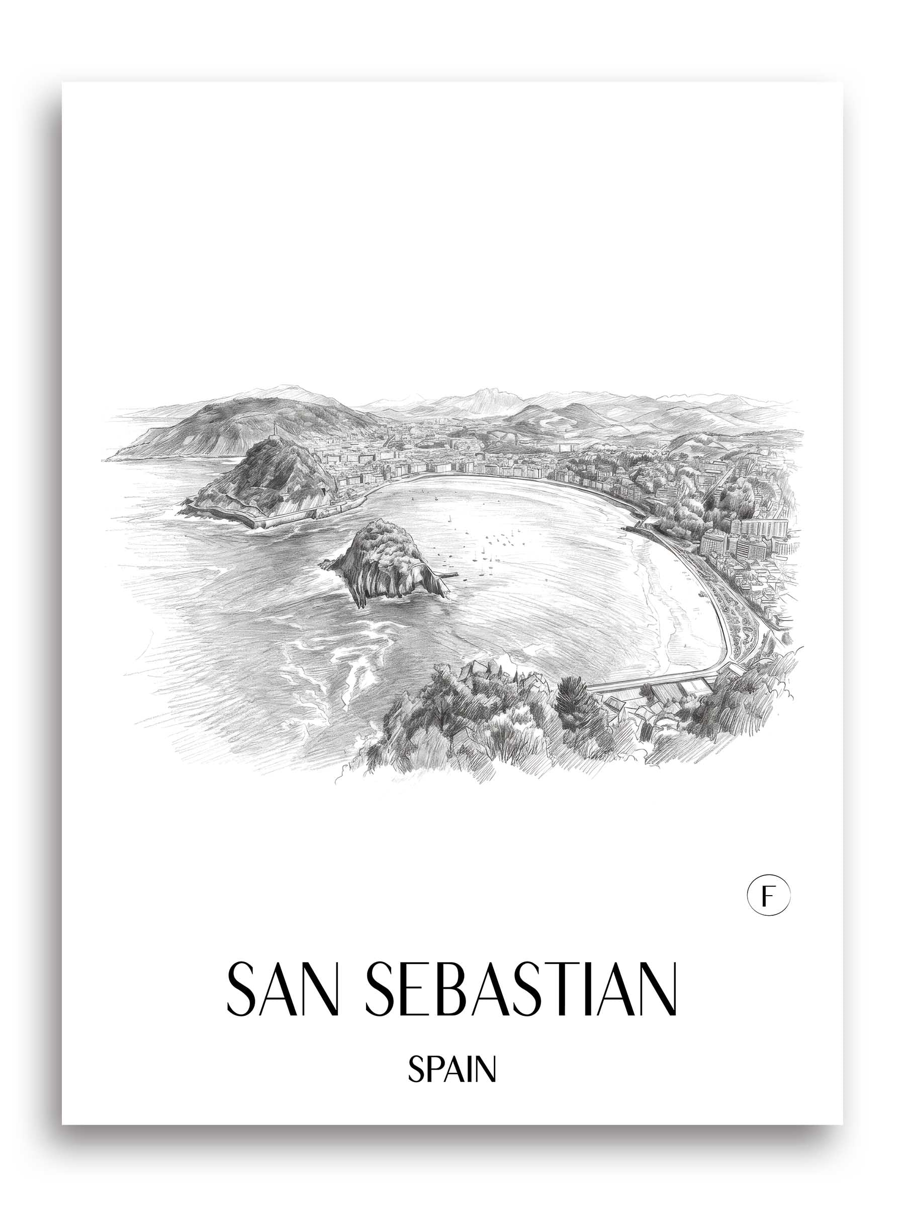 San Sebastian Poster - - Spanien Kunstdruck - Zeichnung von A4 bis A1