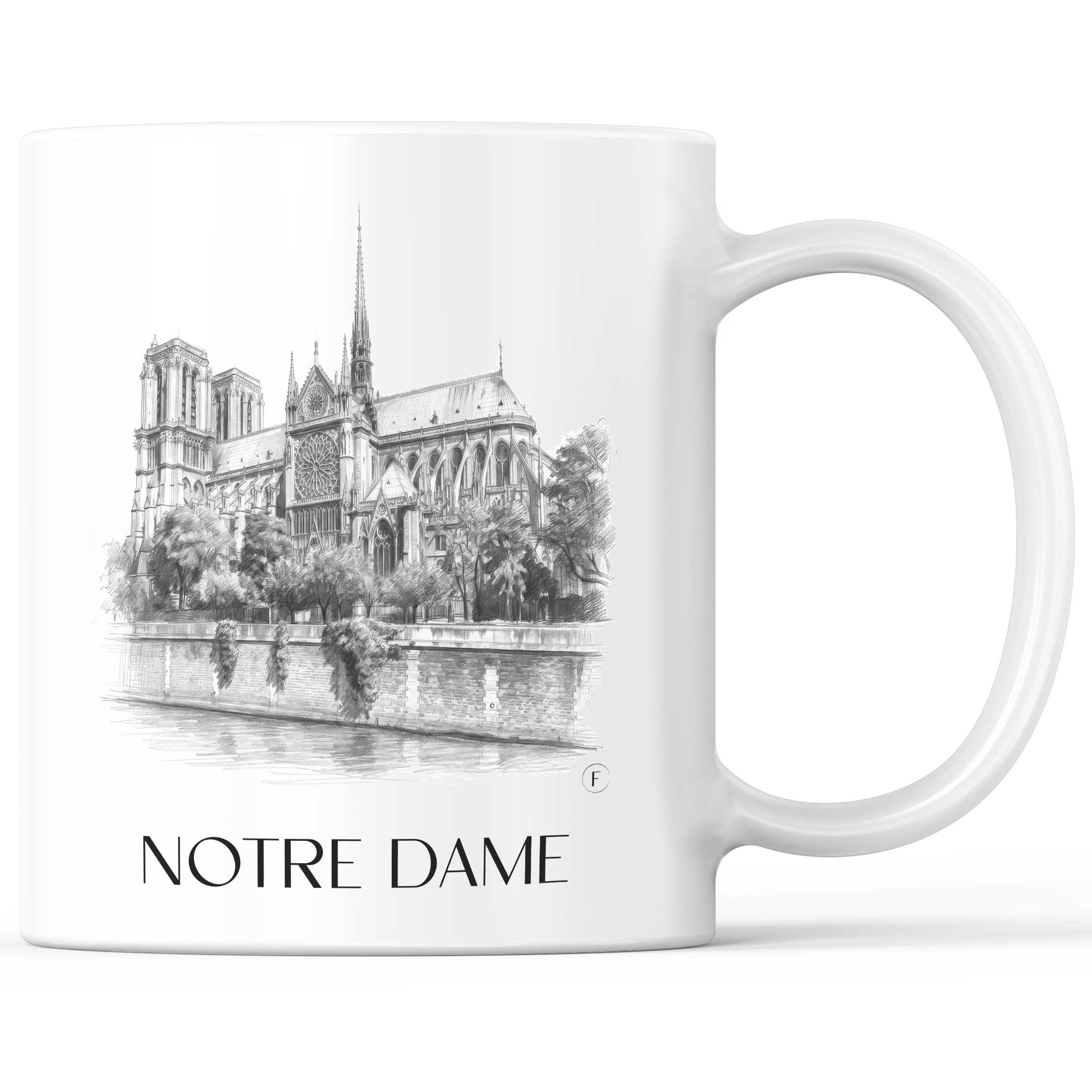 Notre Dame - Frankreich Becher - Kaffeetasse im Zeichnung Stil