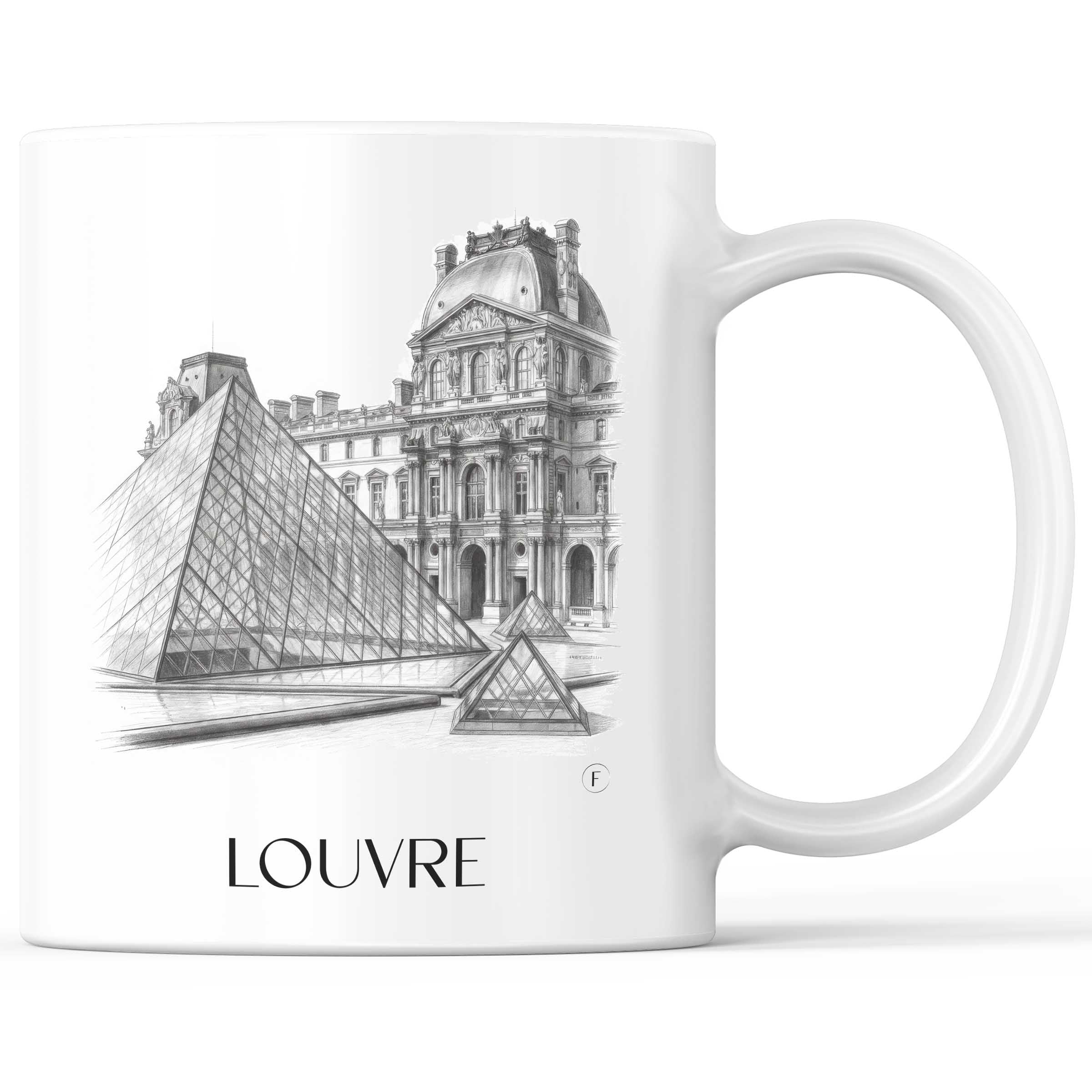 Louvre Kaffeebecher - Paris - Frankreich Becher - Kaffeetasse im Zeichnung Stil